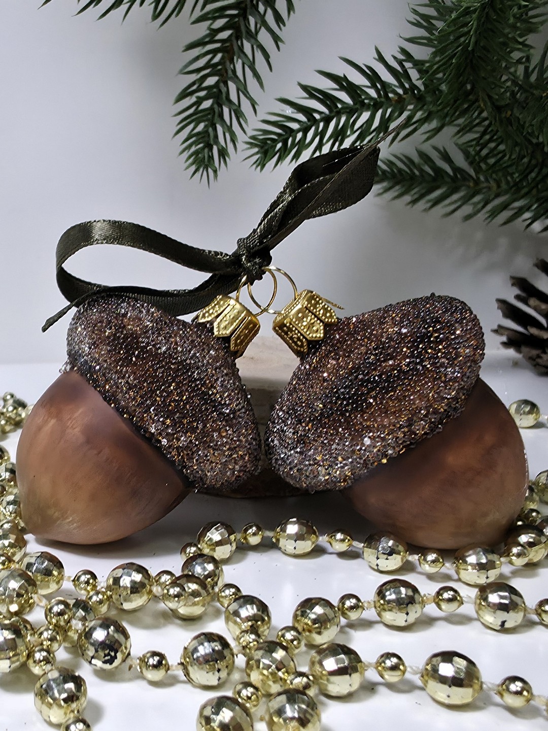 фото Набор ёлочных игрушек Два желудя винтаж