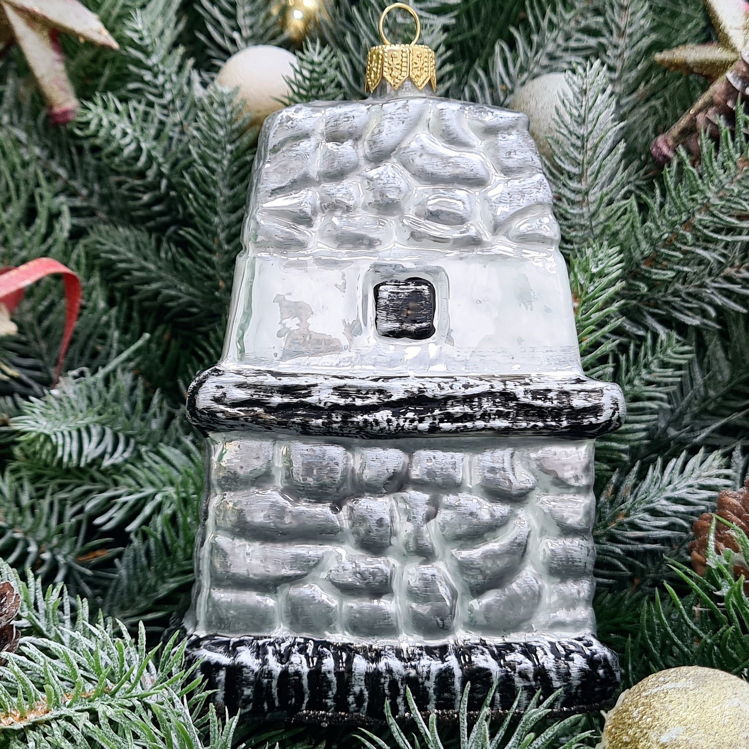 фото Стеклянная елочная игрушка Камин