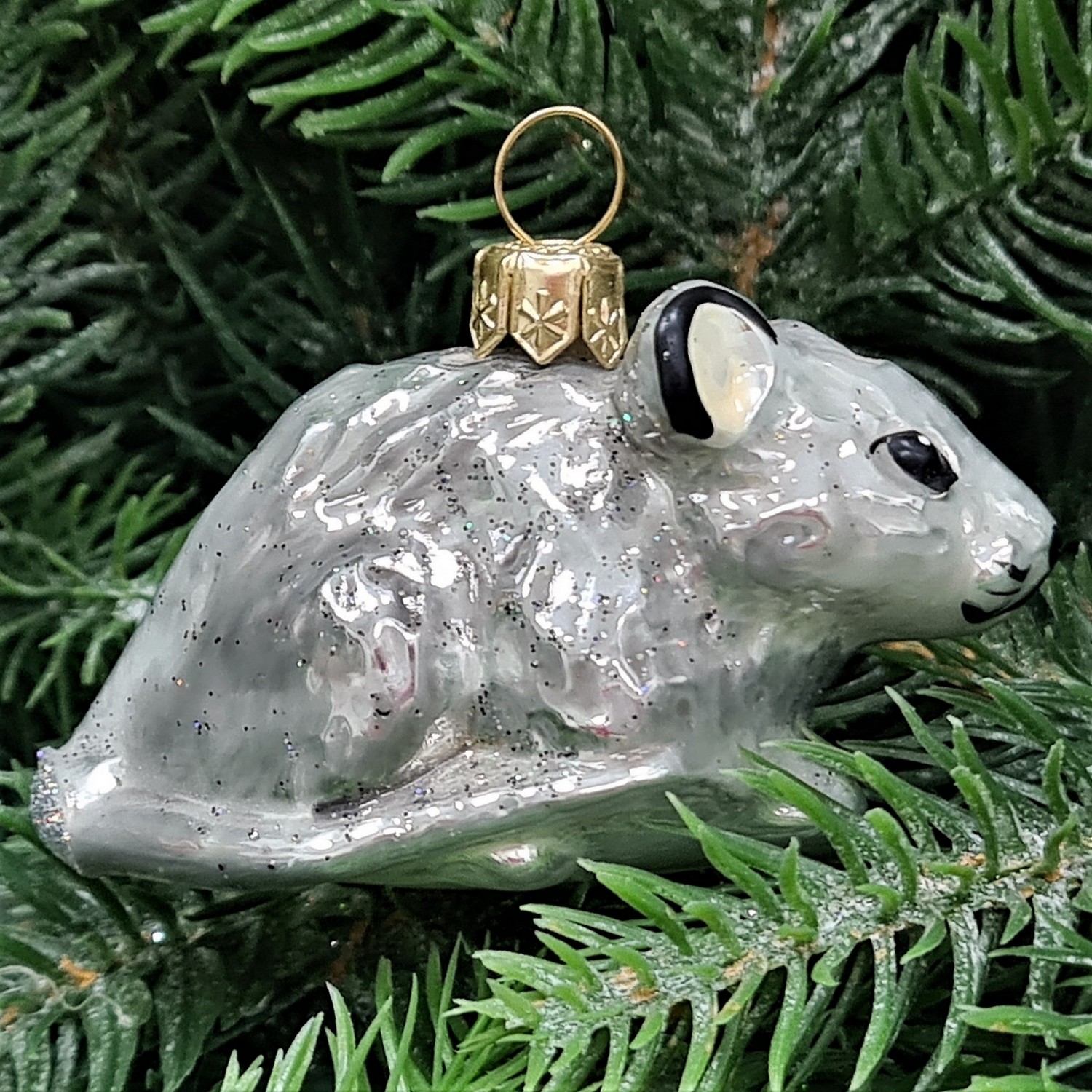 фото Стеклянная елочная игрушка Мышка малая