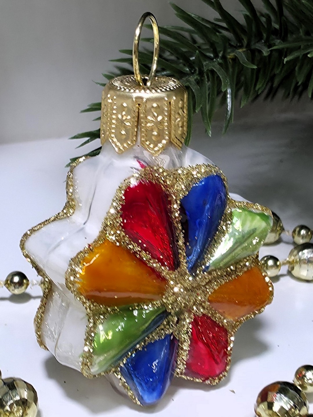 фото Стеклянная елочная игрушка Звездочка