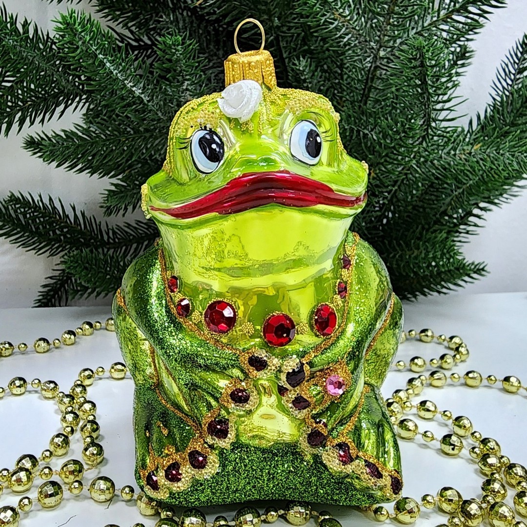фото Стеклянная елочная игрушка Лягушка-Она