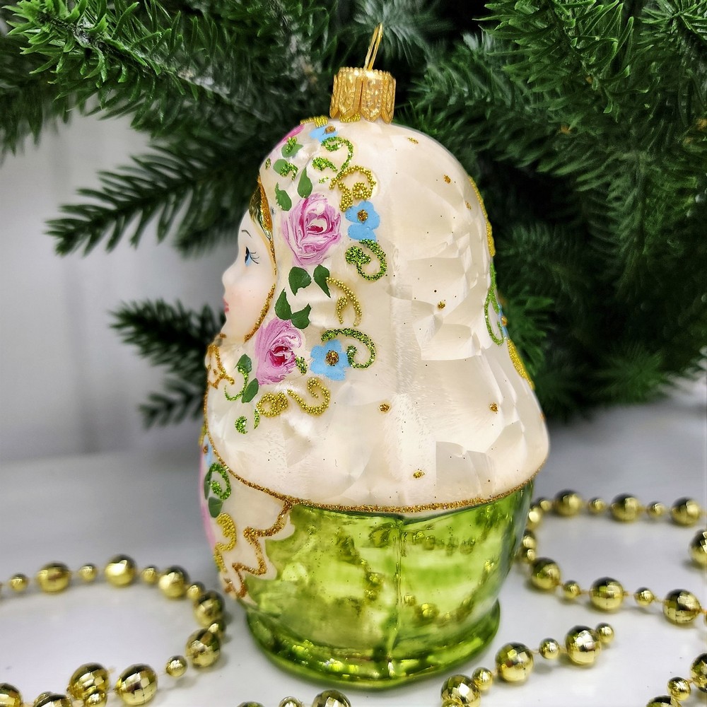 фото Стеклянная елочная игрушка Матрешка Версаль