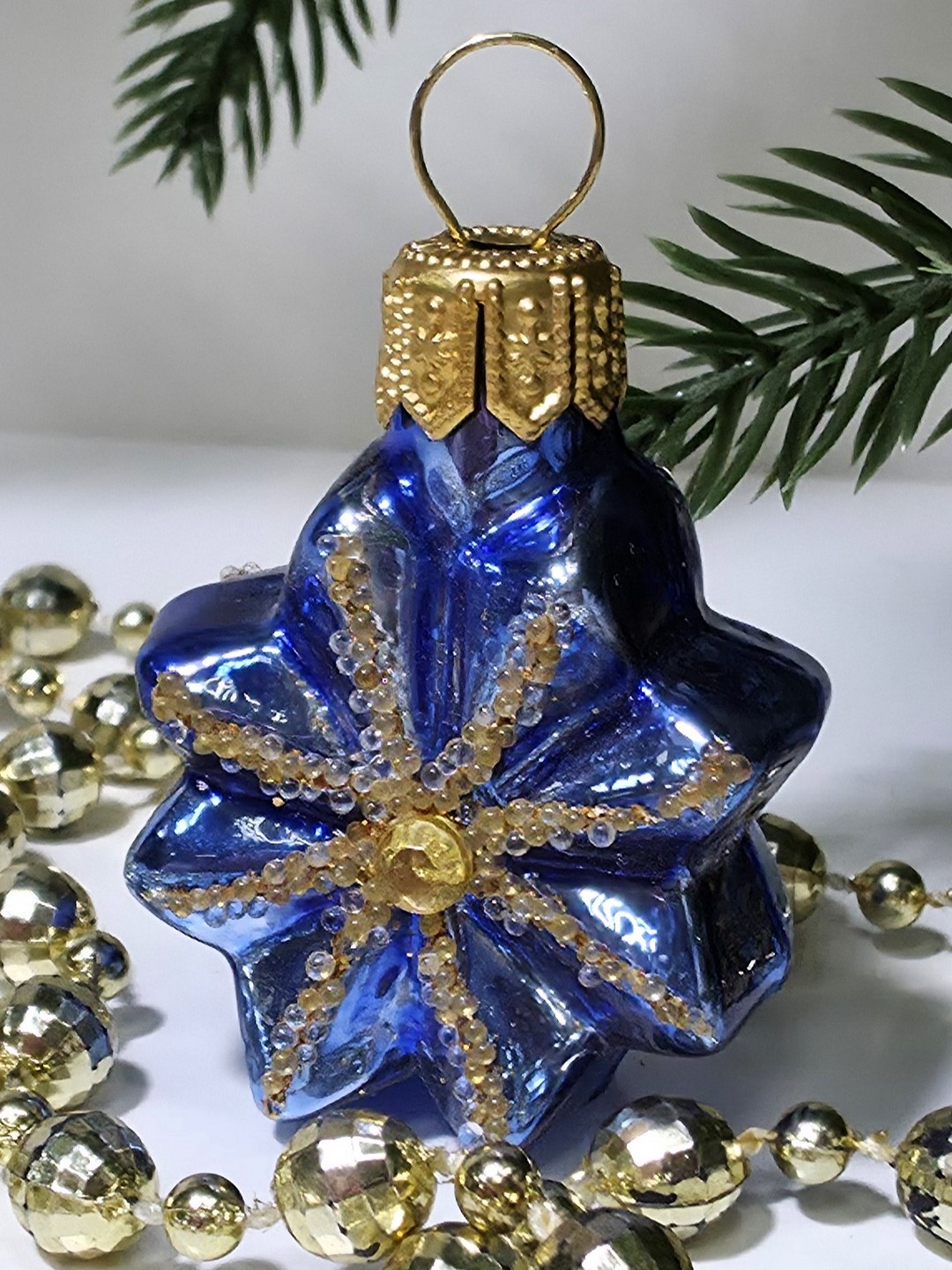 фото Стеклянная елочная игрушка Звездочка