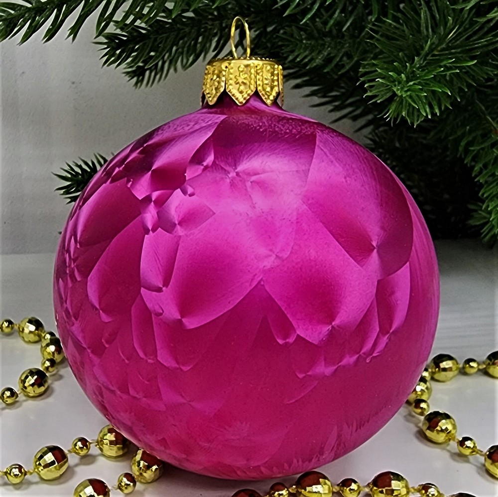 фото Стеклянный шар 80 мм Морозко бордо