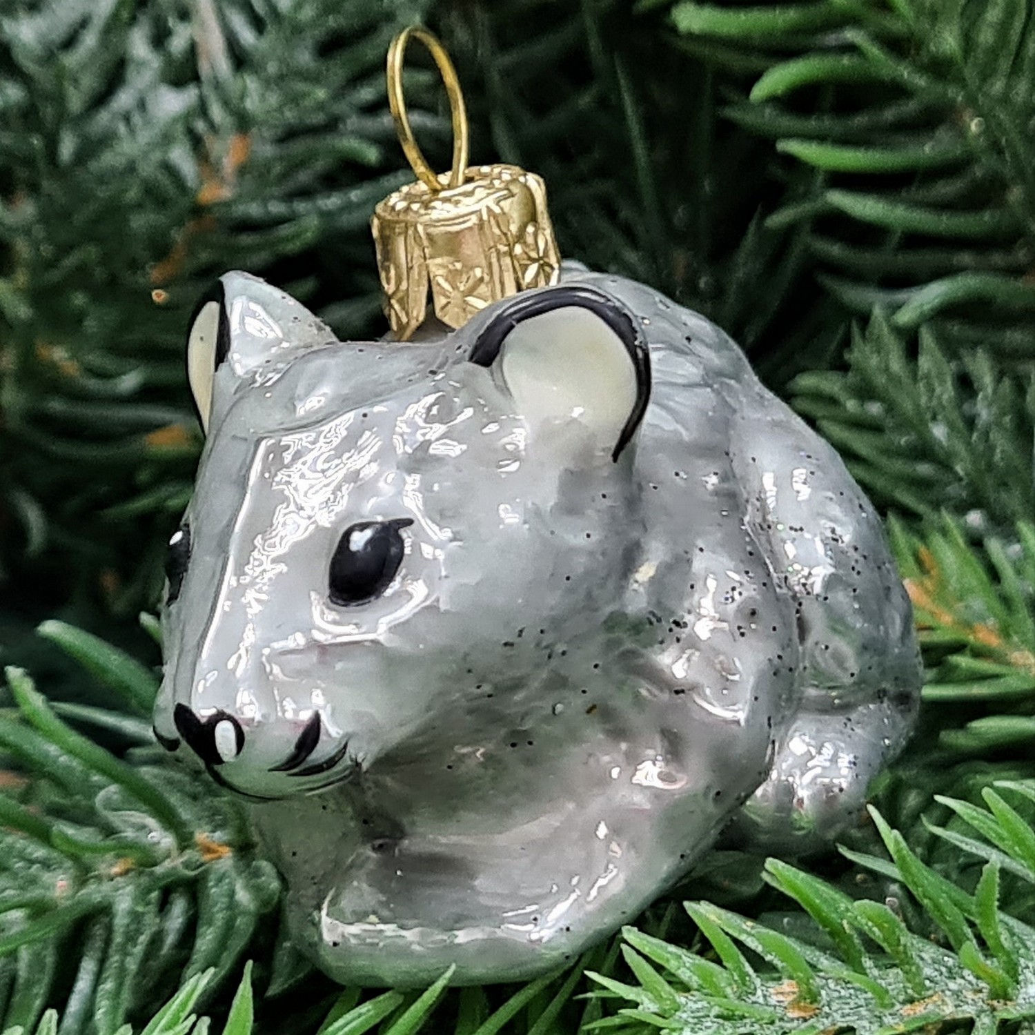 фото Стеклянная елочная игрушка Мышка малая