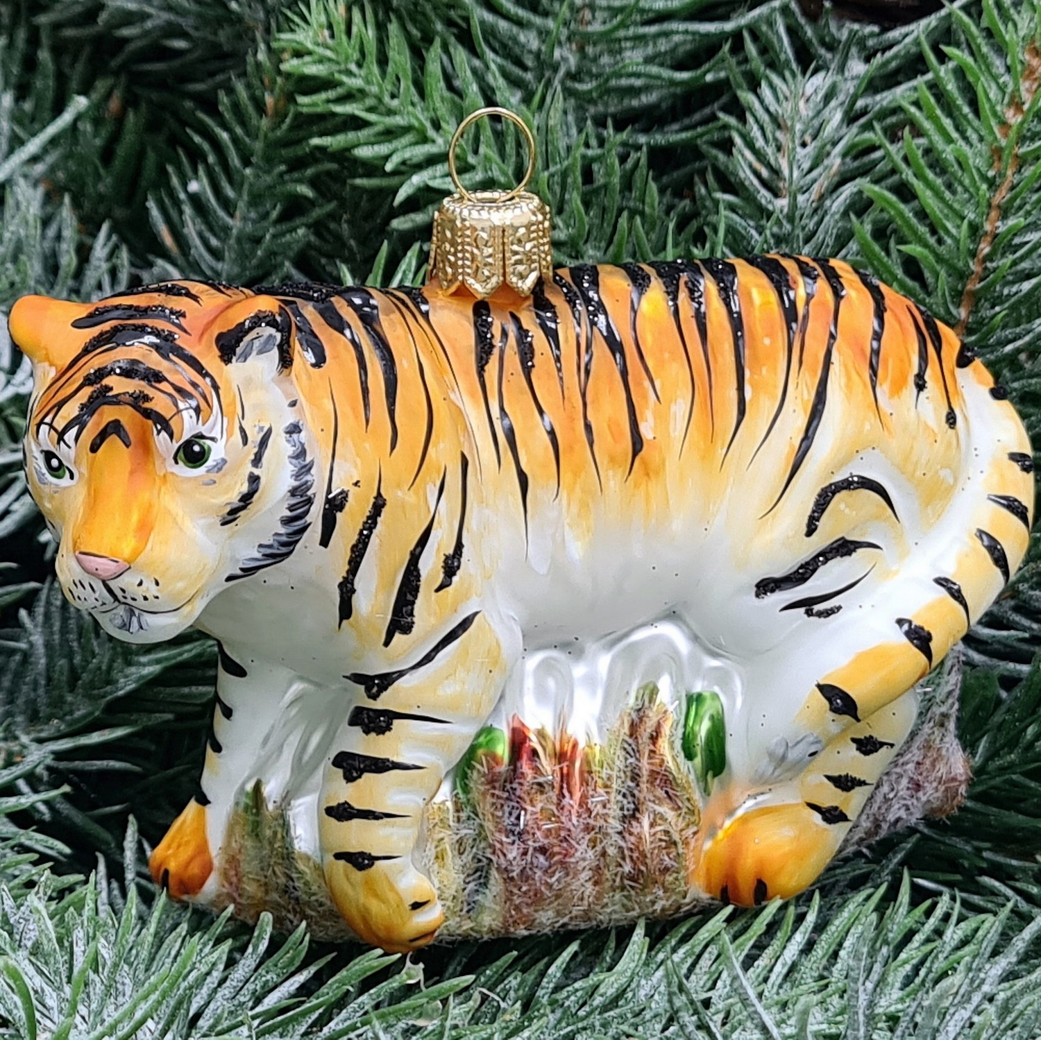 фото Стеклянная елочная игрушка Амурский тигр