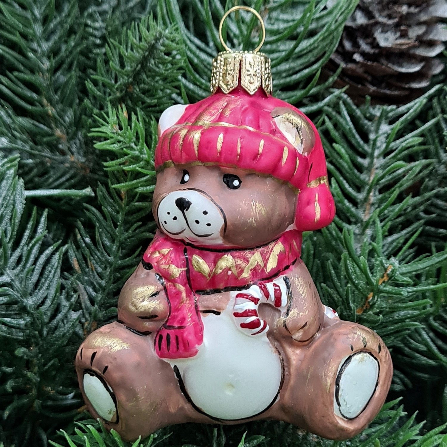 фото Стеклянная елочная игрушка Мишка Бэби винтаж