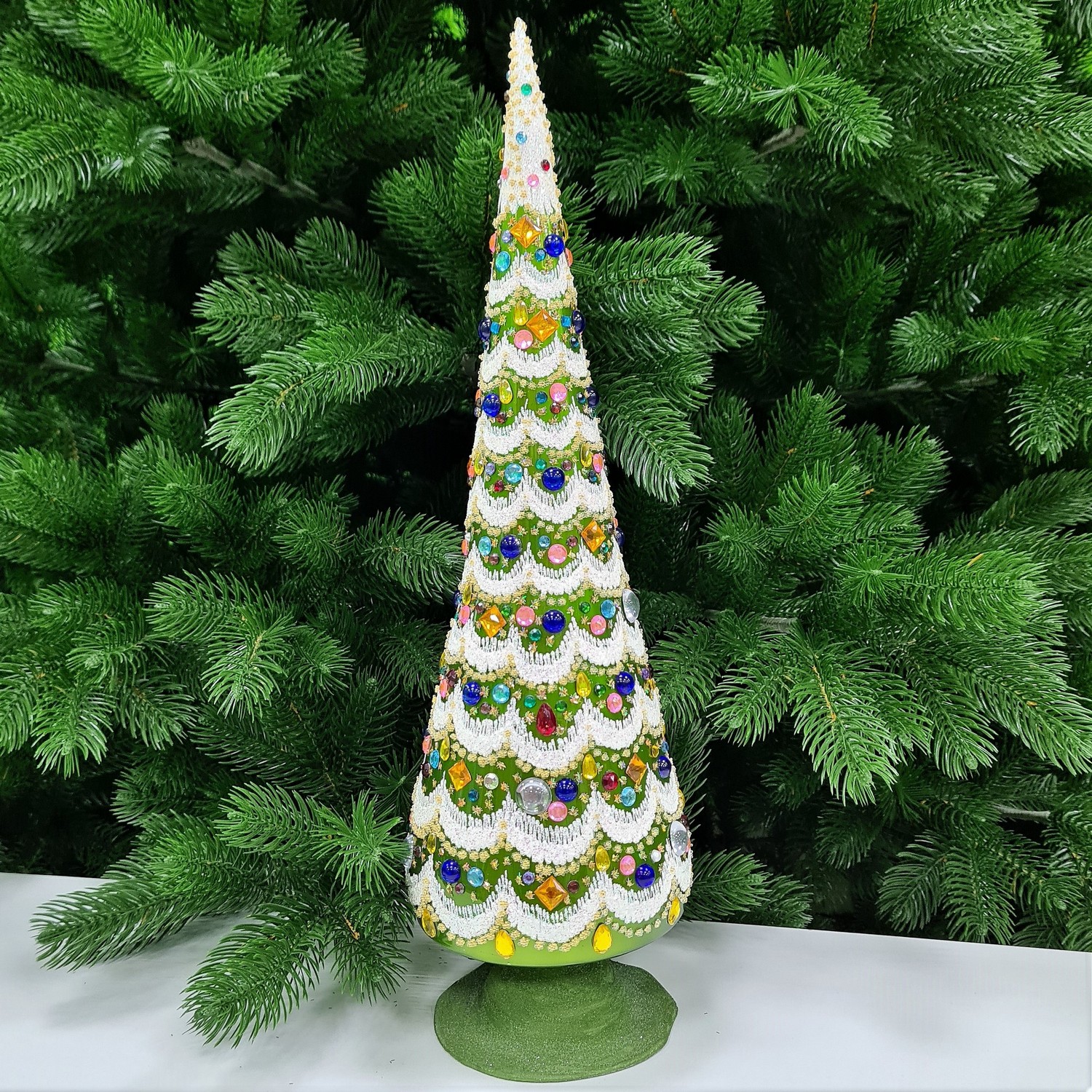 фото Стеклянная Елочка настольная