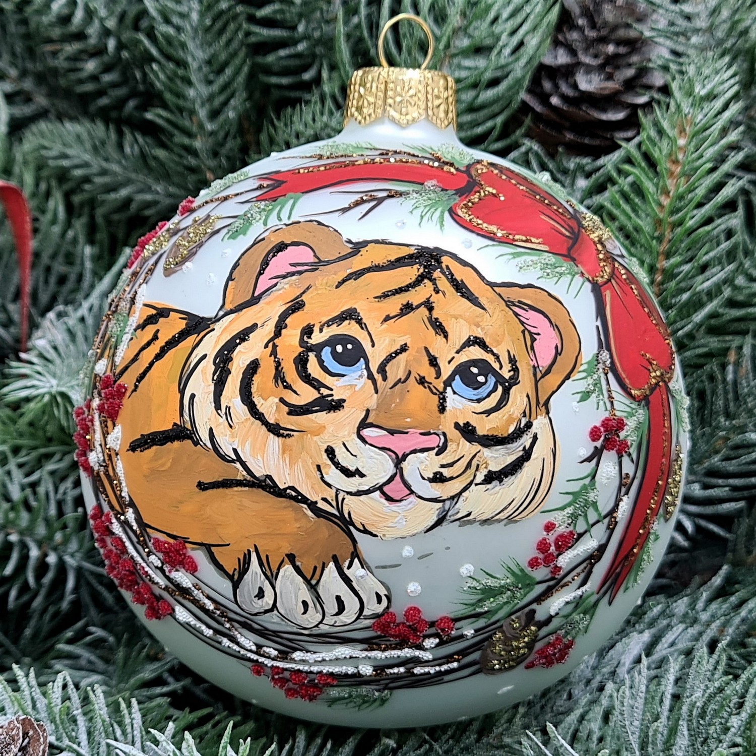 фото Стеклянный ёлочный шар Irena-Co 100 мм №60