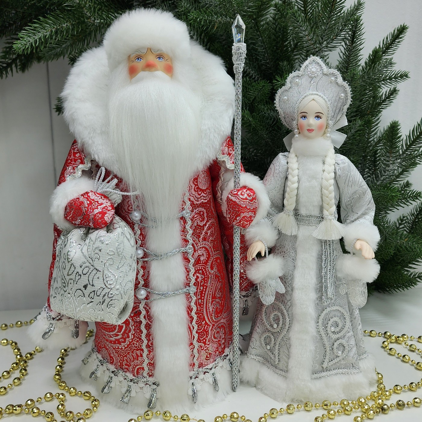фото Набор Дед Мороз 34 см и Снегурочка 30 см №130