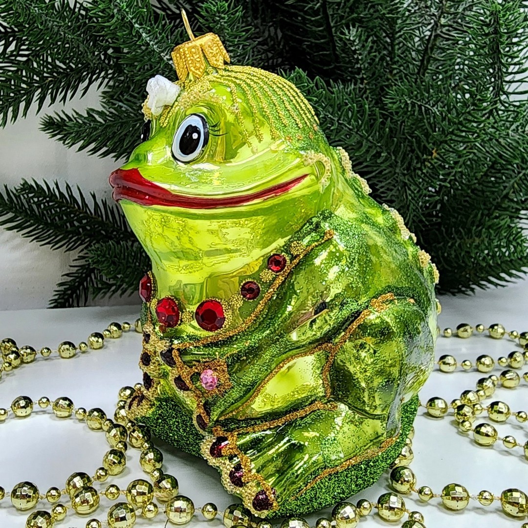 фото Стеклянная елочная игрушка Лягушка-Она