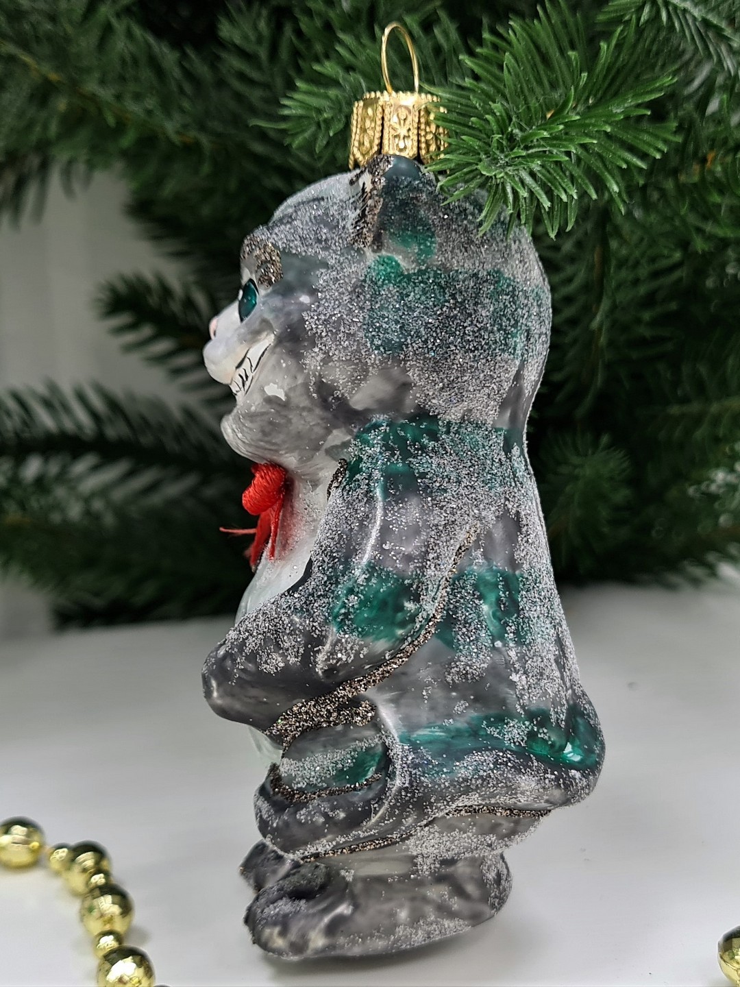 фото Стеклянная елочная игрушка Чеширский кот из Алисы
