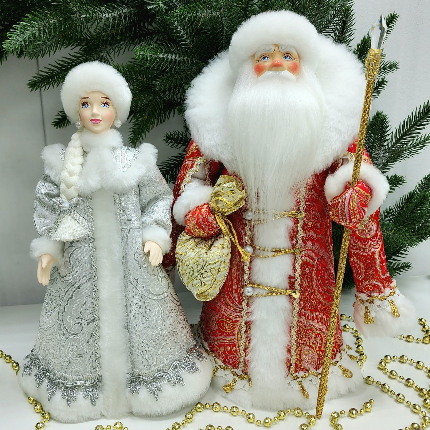 фото Набор Дед Мороз 34 см и Снегурочка 29 см №121