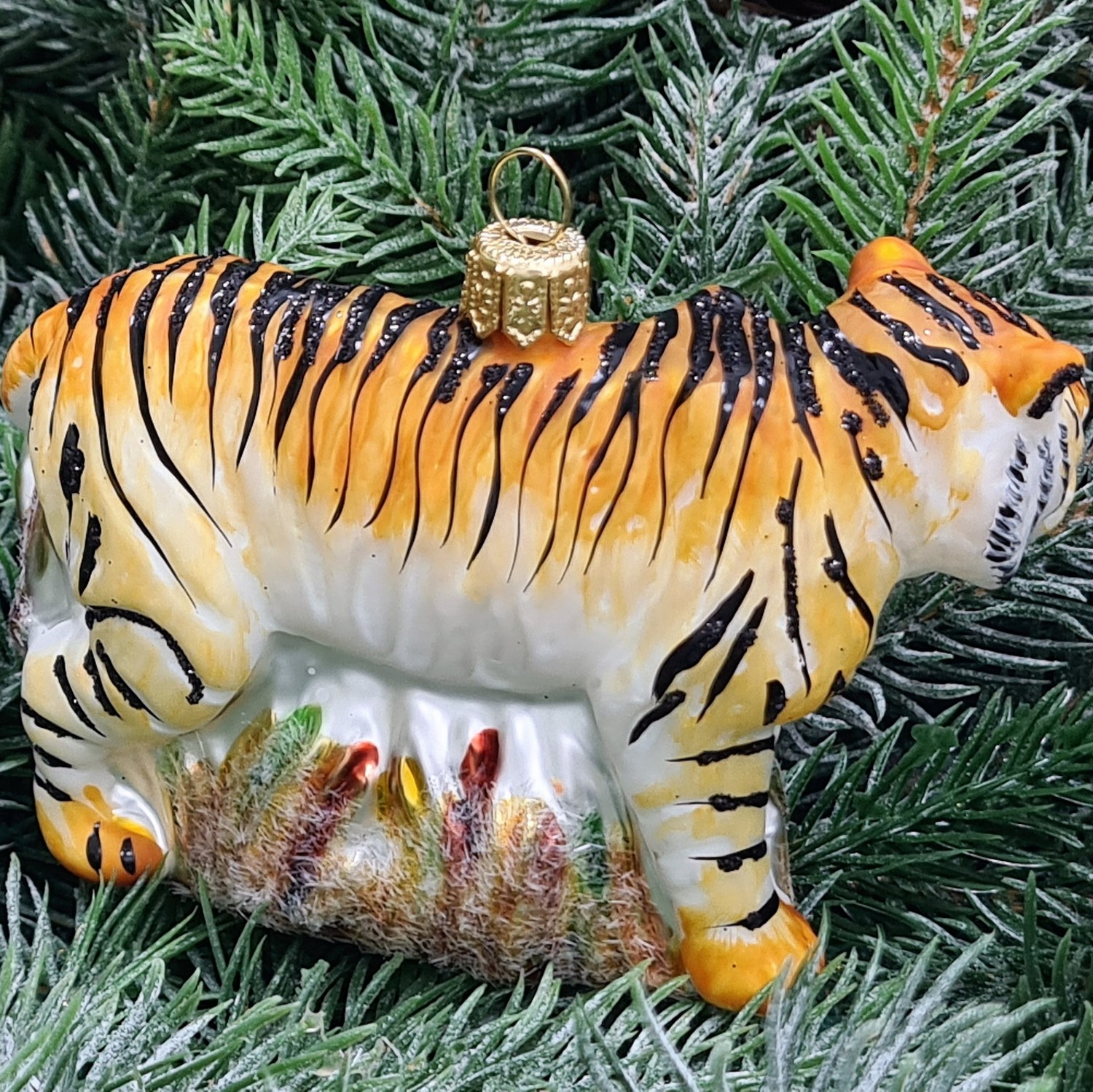фото Стеклянная елочная игрушка Амурский тигр