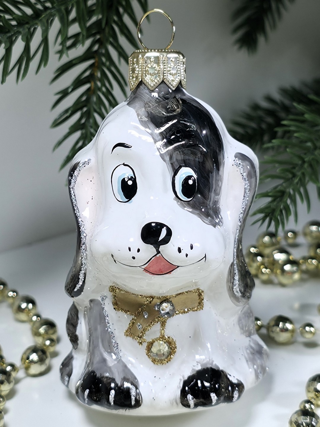 фото Стеклянная елочная игрушка Щенок