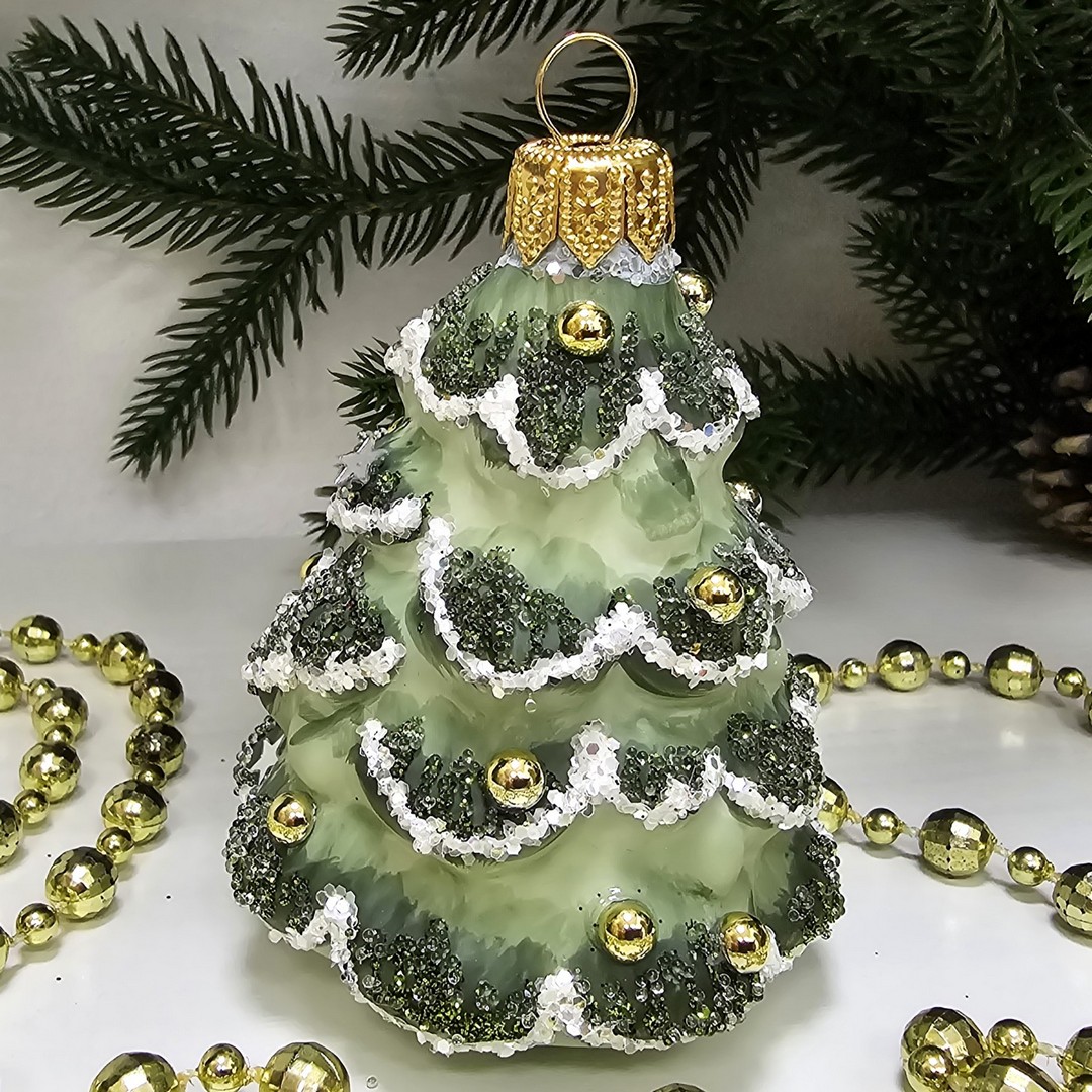 фото Стеклянная елочная игрушка Ёлочка