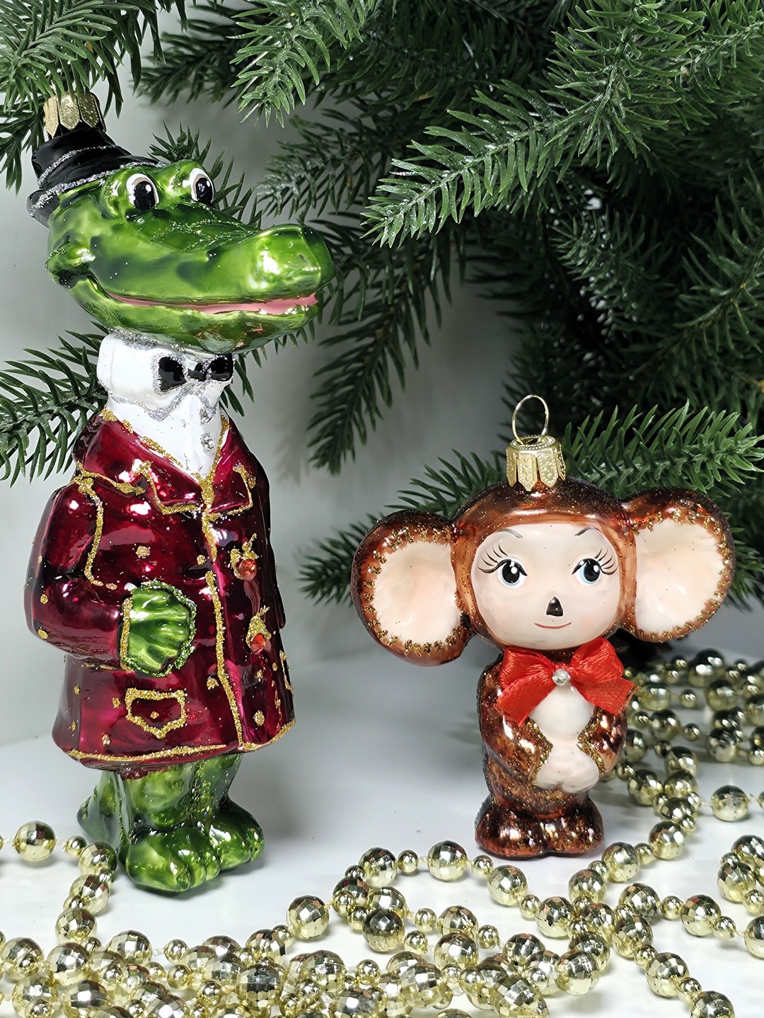 фото Набор ёлочных игрушек Чебурашка и крокодил Гена