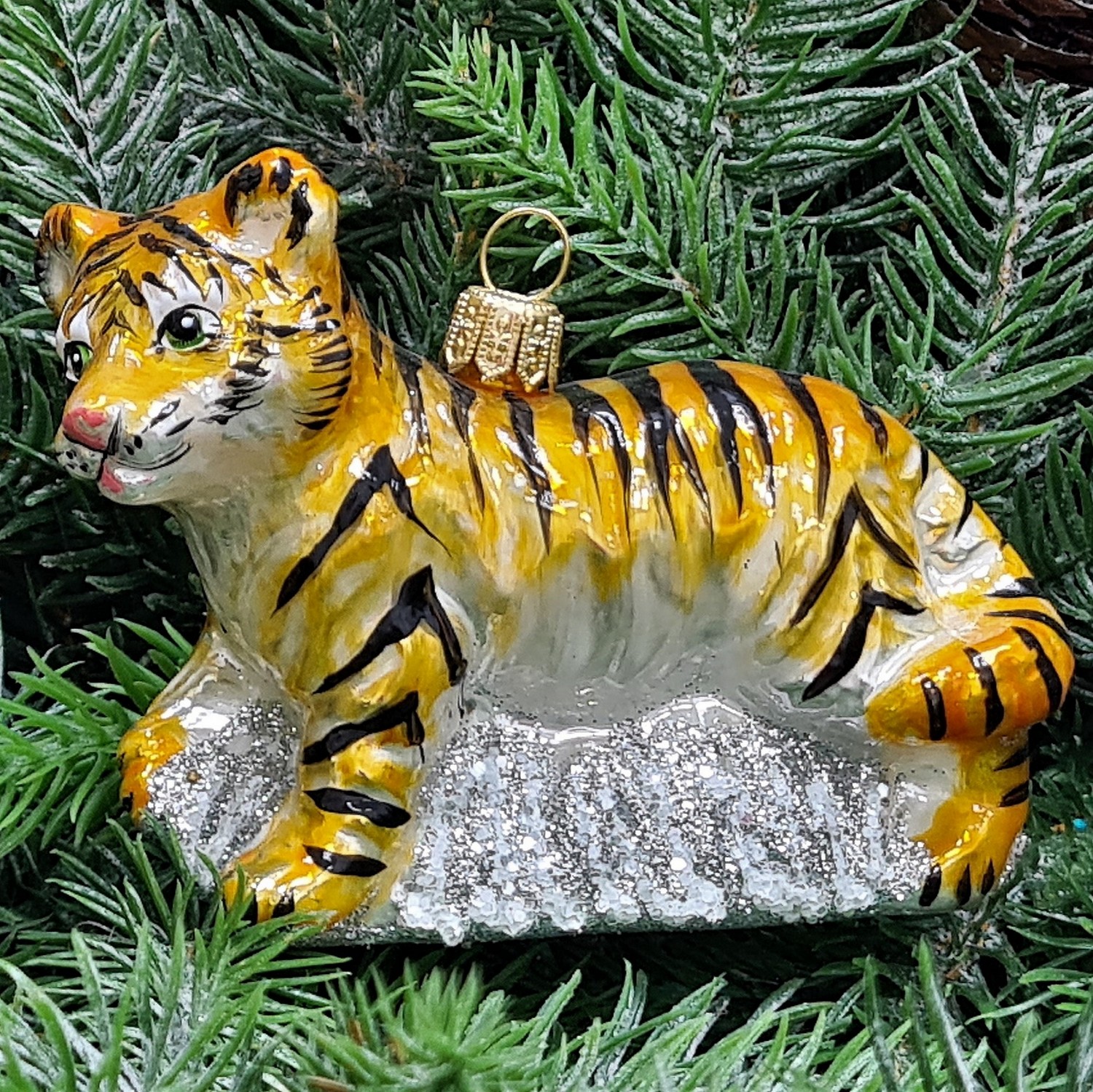 фото Стеклянная елочная игрушка Тигр
