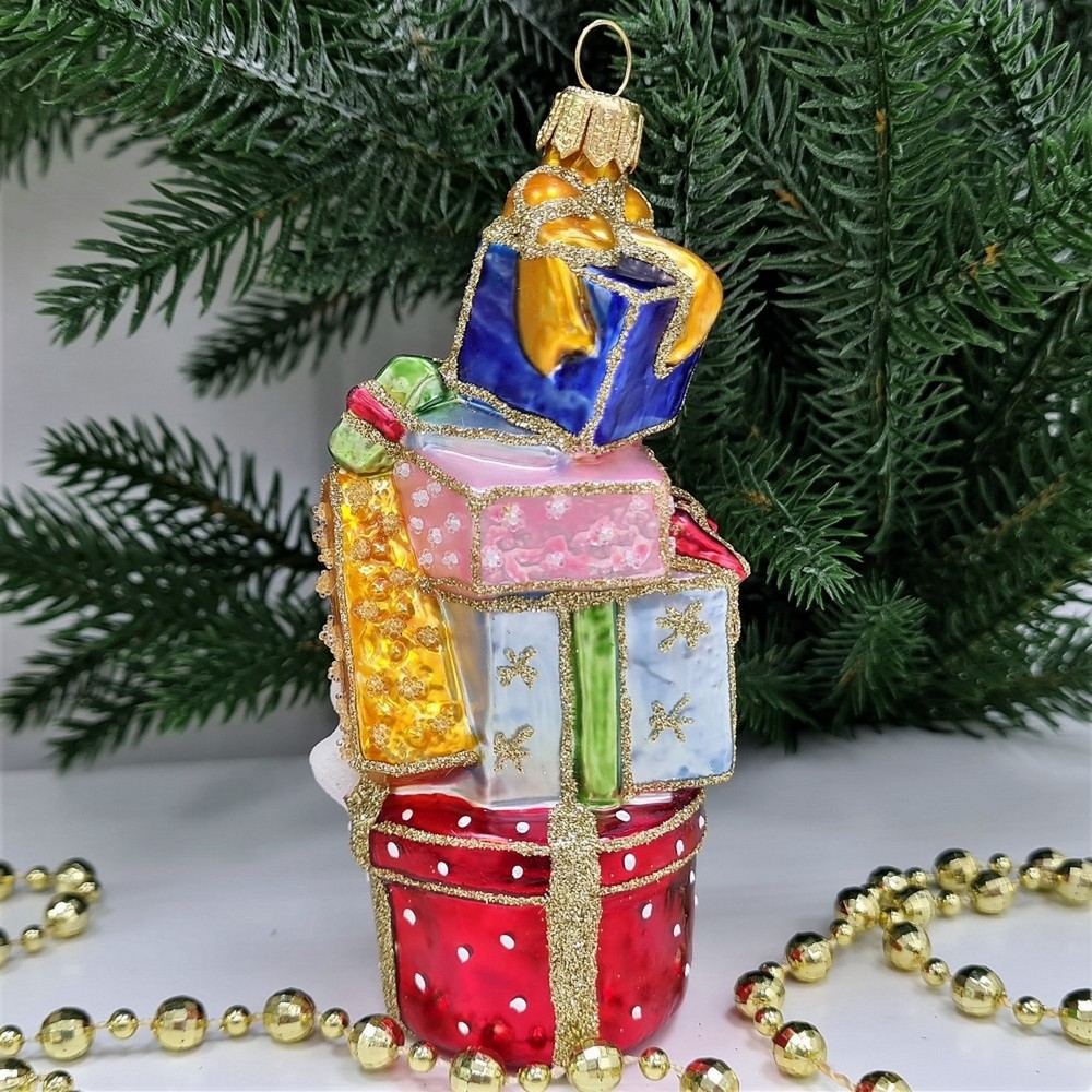 фото Стеклянная елочная игрушка Гора подарков