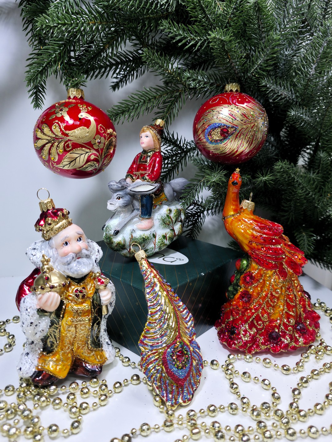 фото Набор стеклянных ёлочных игрушек Irena-Co Жар Птица