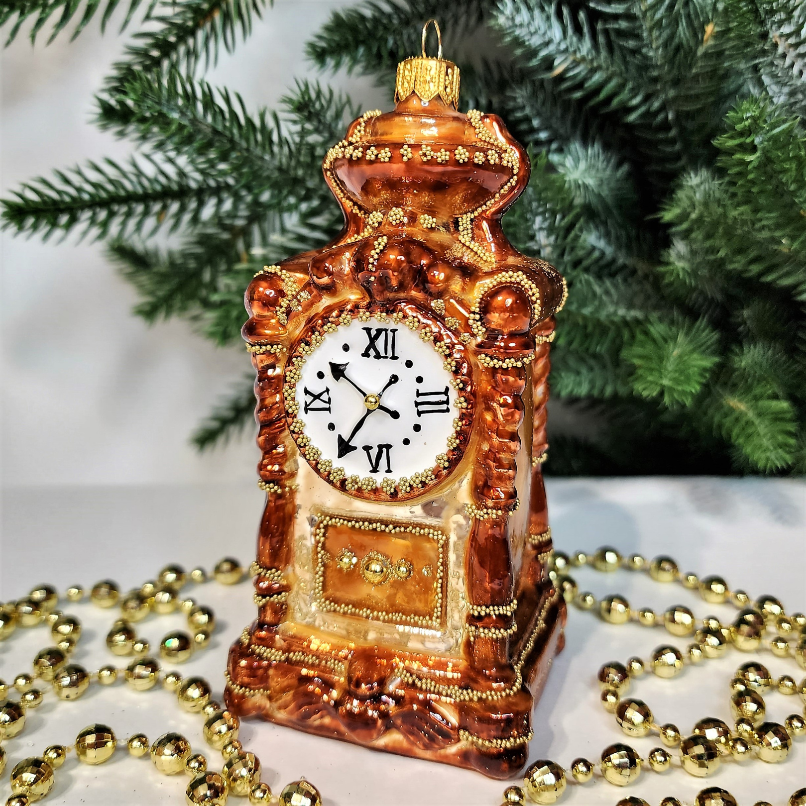 фото Стеклянная елочная игрушка Часы напольные