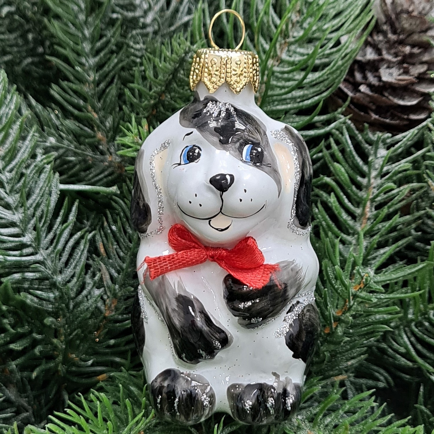 фото Стеклянная елочная игрушка Щенок