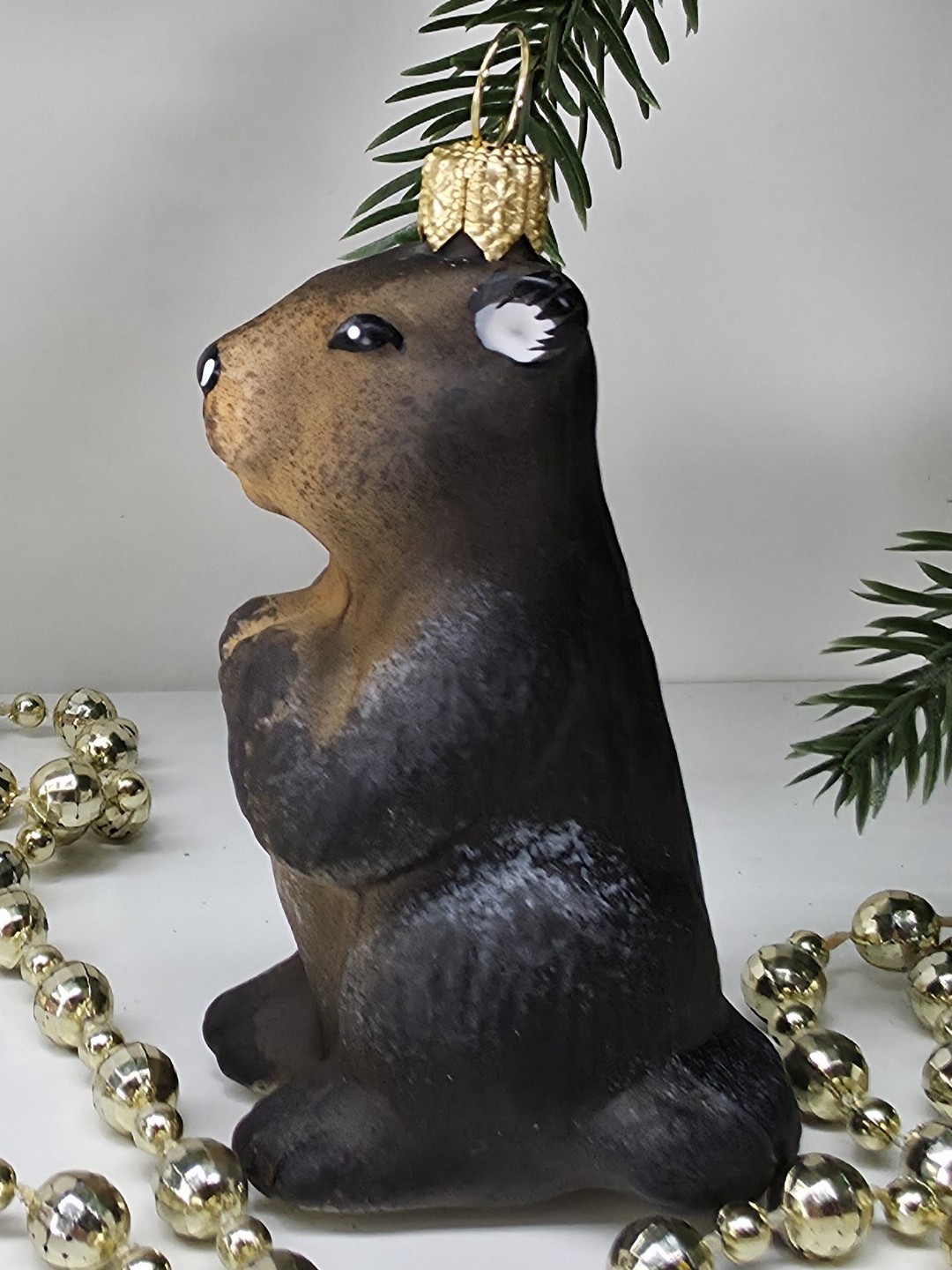 фото Стеклянная елочная игрушка Бобр