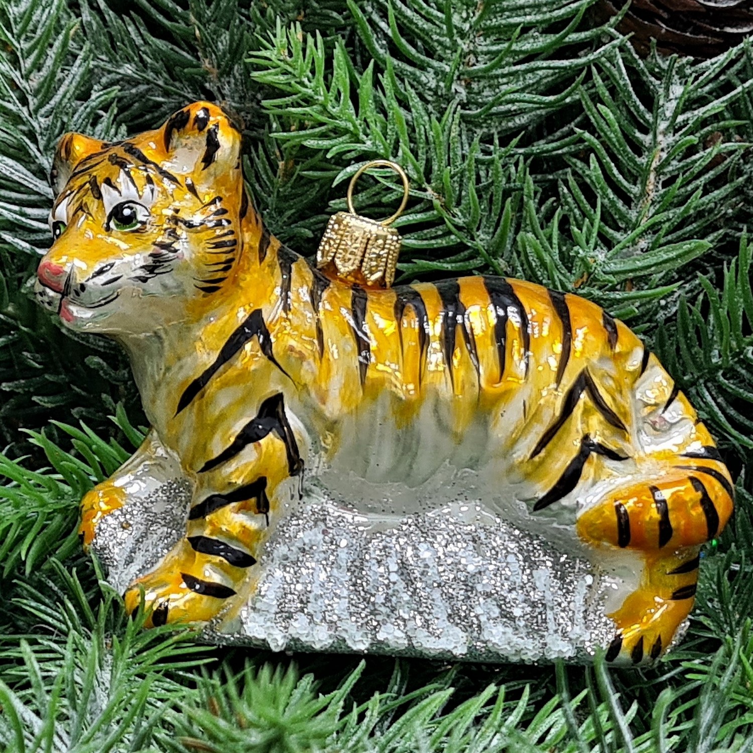 фото Стеклянная елочная игрушка Тигр