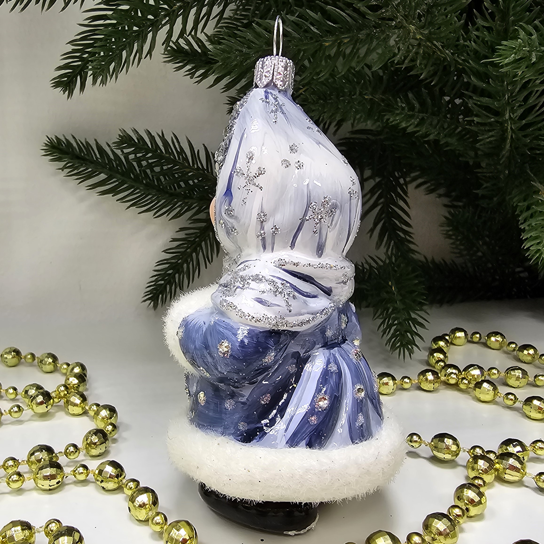 фото Стеклянная елочная игрушка Снегурочка глянец