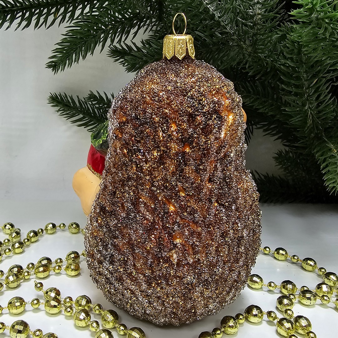 фото Стеклянная елочная игрушка Ёжик с яблоком