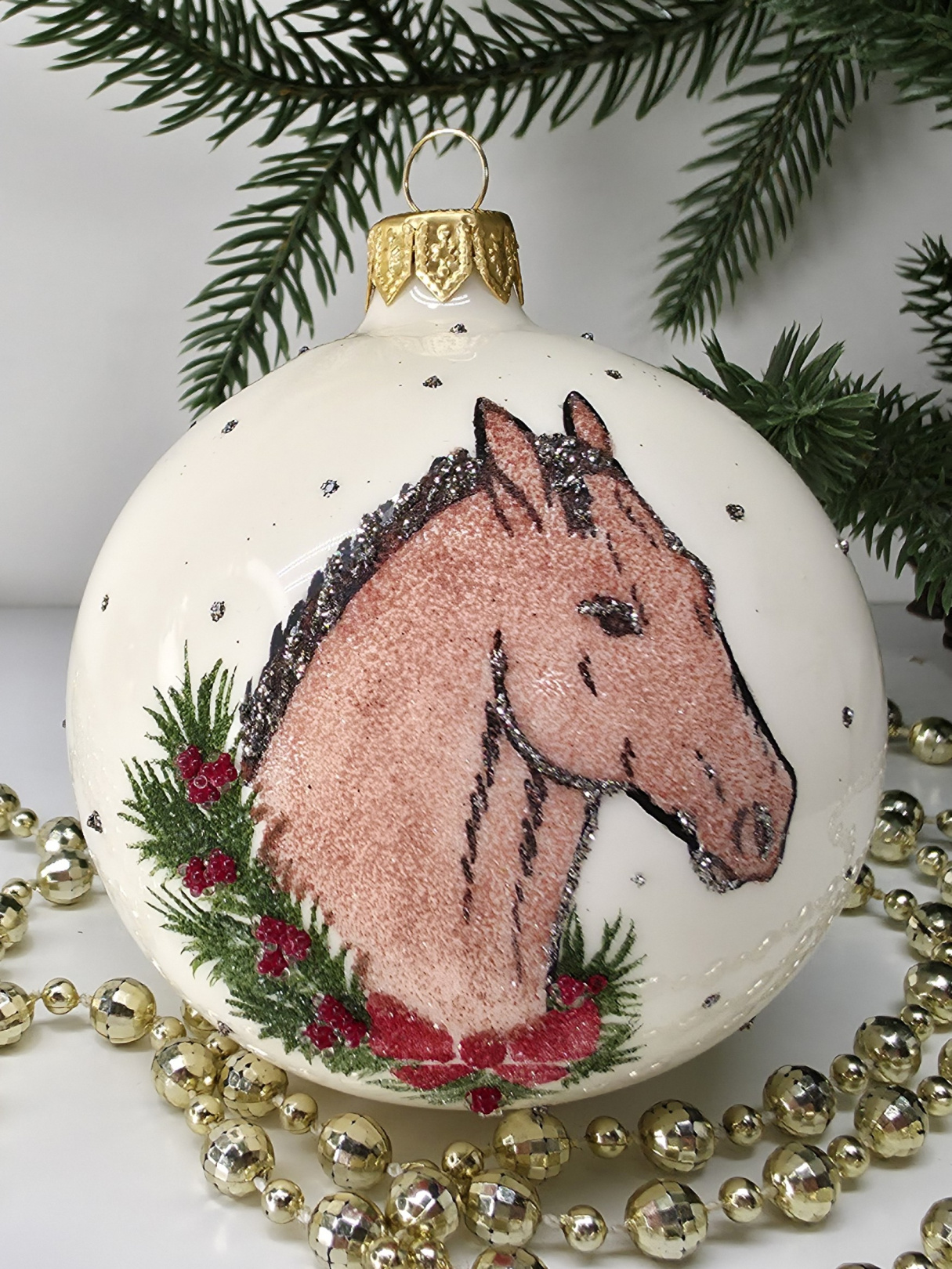 фото Стеклянный ёлочный шар Irena-Co 80 мм №132