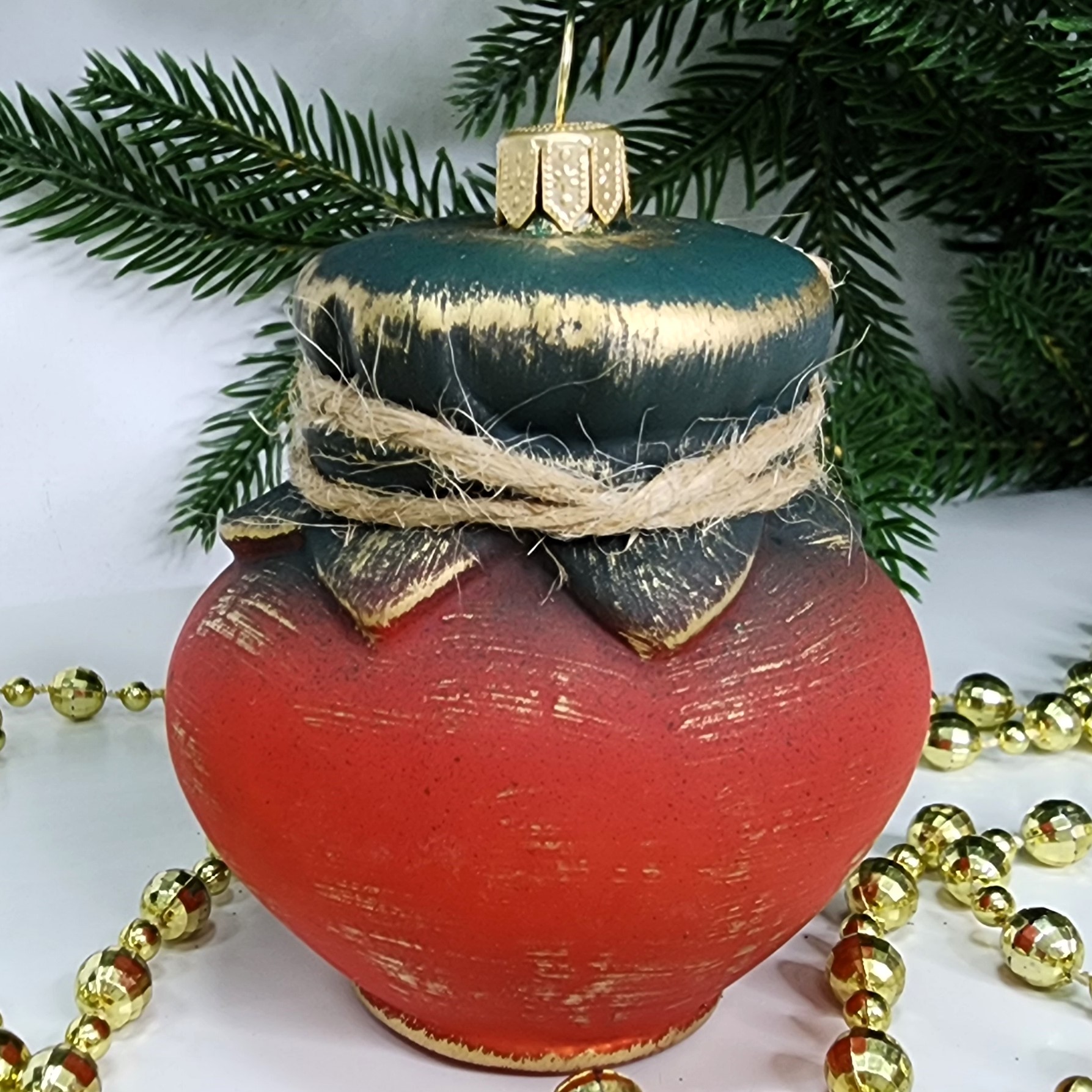 фото Стеклянная елочная игрушка Баночка мёда