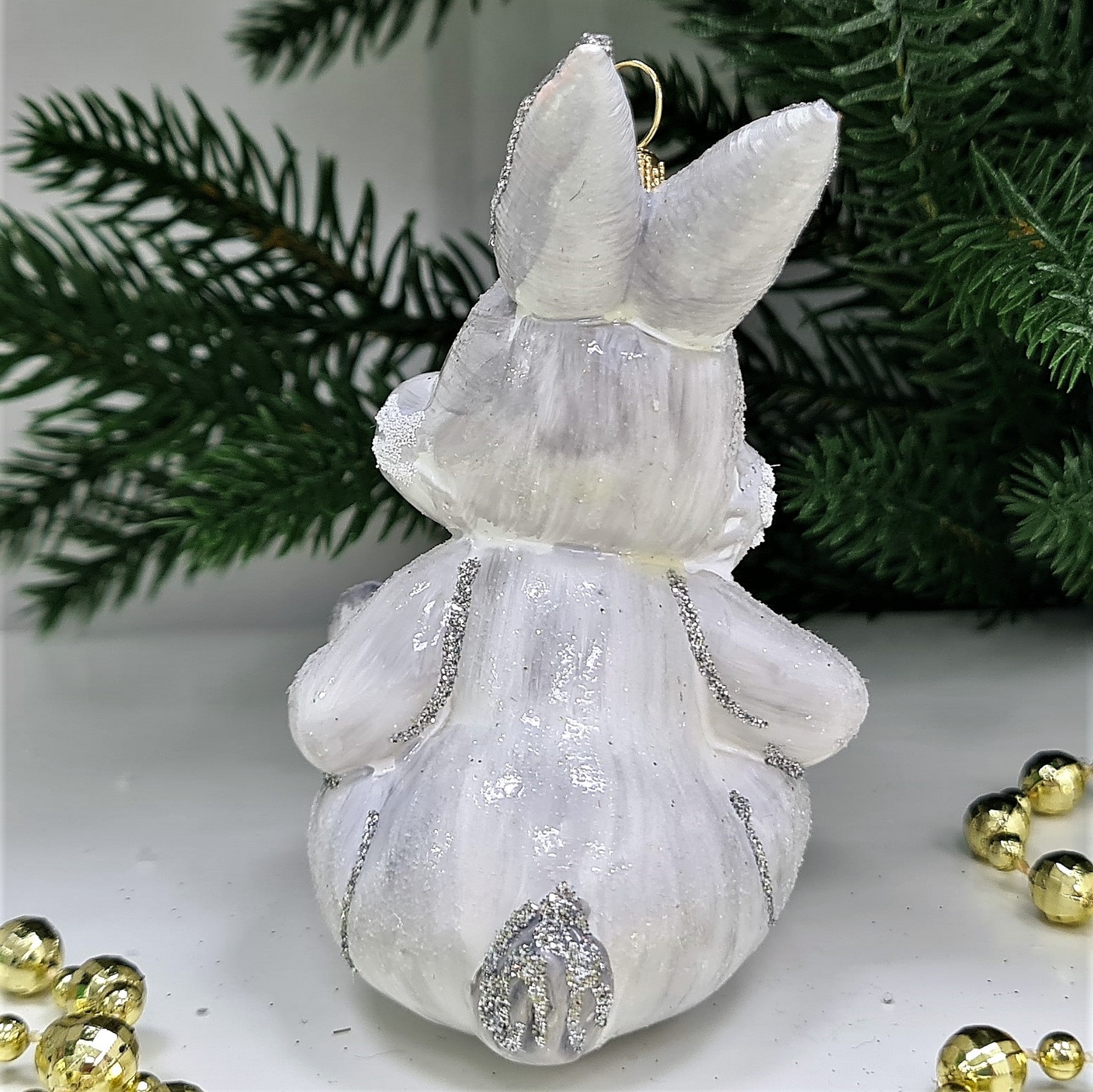 фото Стеклянная елочная игрушка Зайчик из Бемби