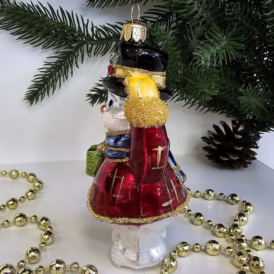 фото Стеклянная елочная игрушка Снеговик