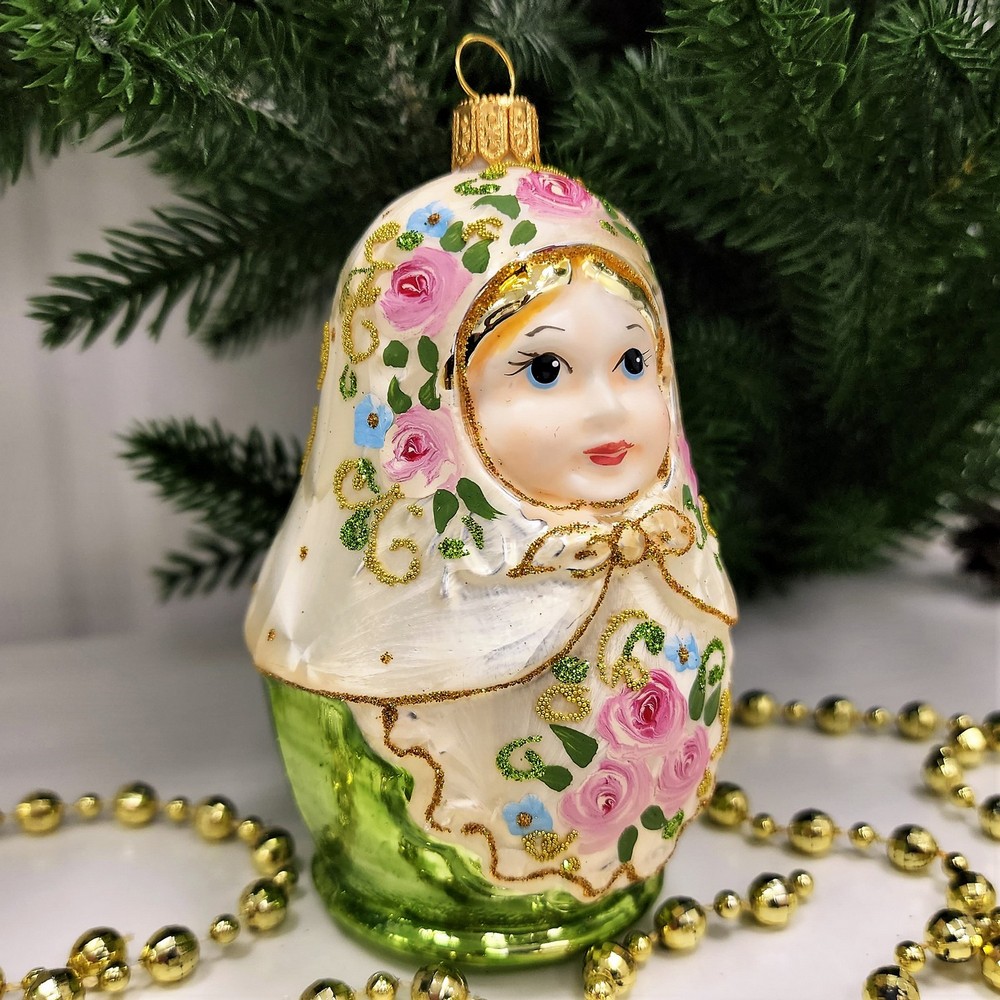 фото Стеклянная елочная игрушка Матрешка Версаль