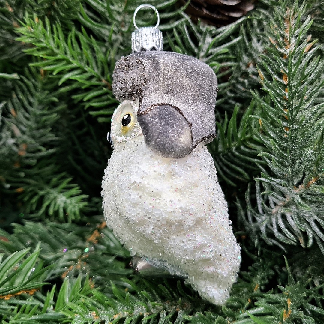 фото Стеклянная елочная игрушка Сова в ушанке-4