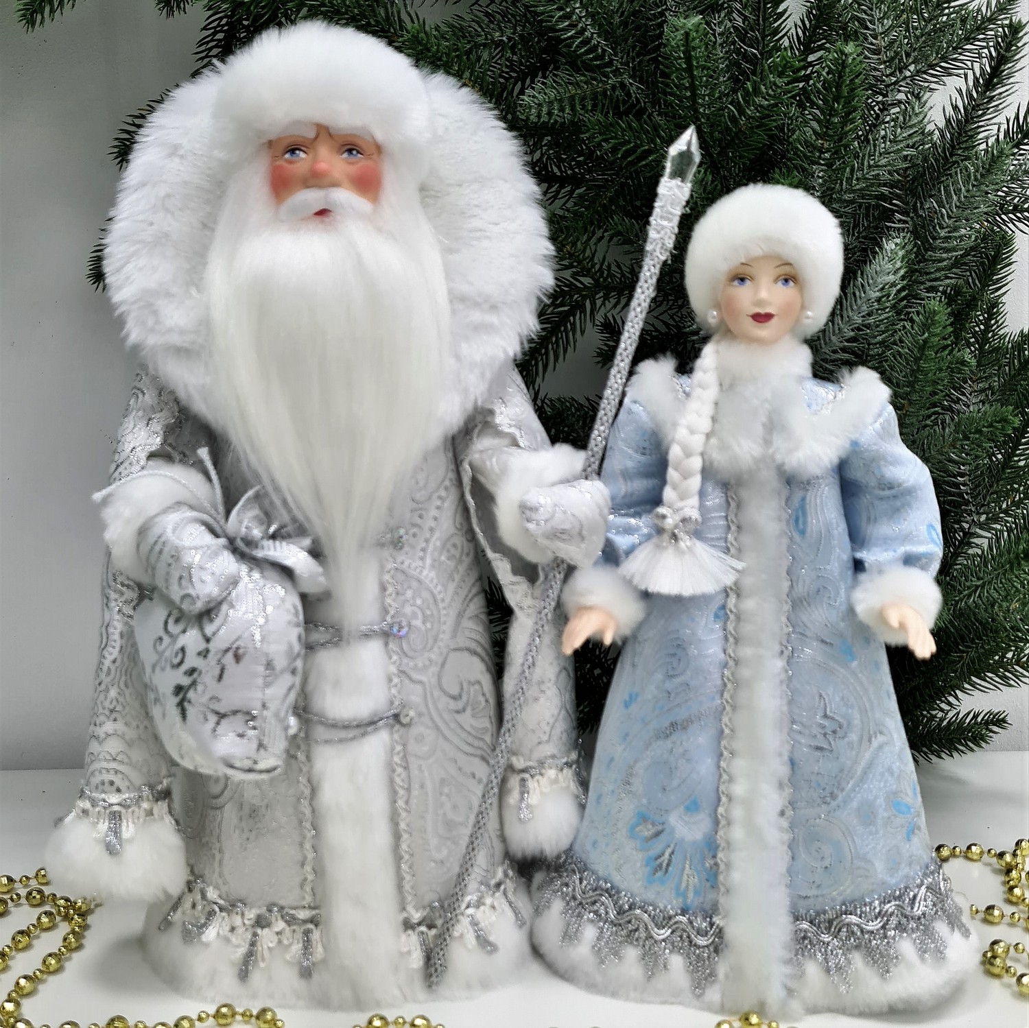 фото Набор Дед Мороз 34 см и Снегурочка 29 см №11