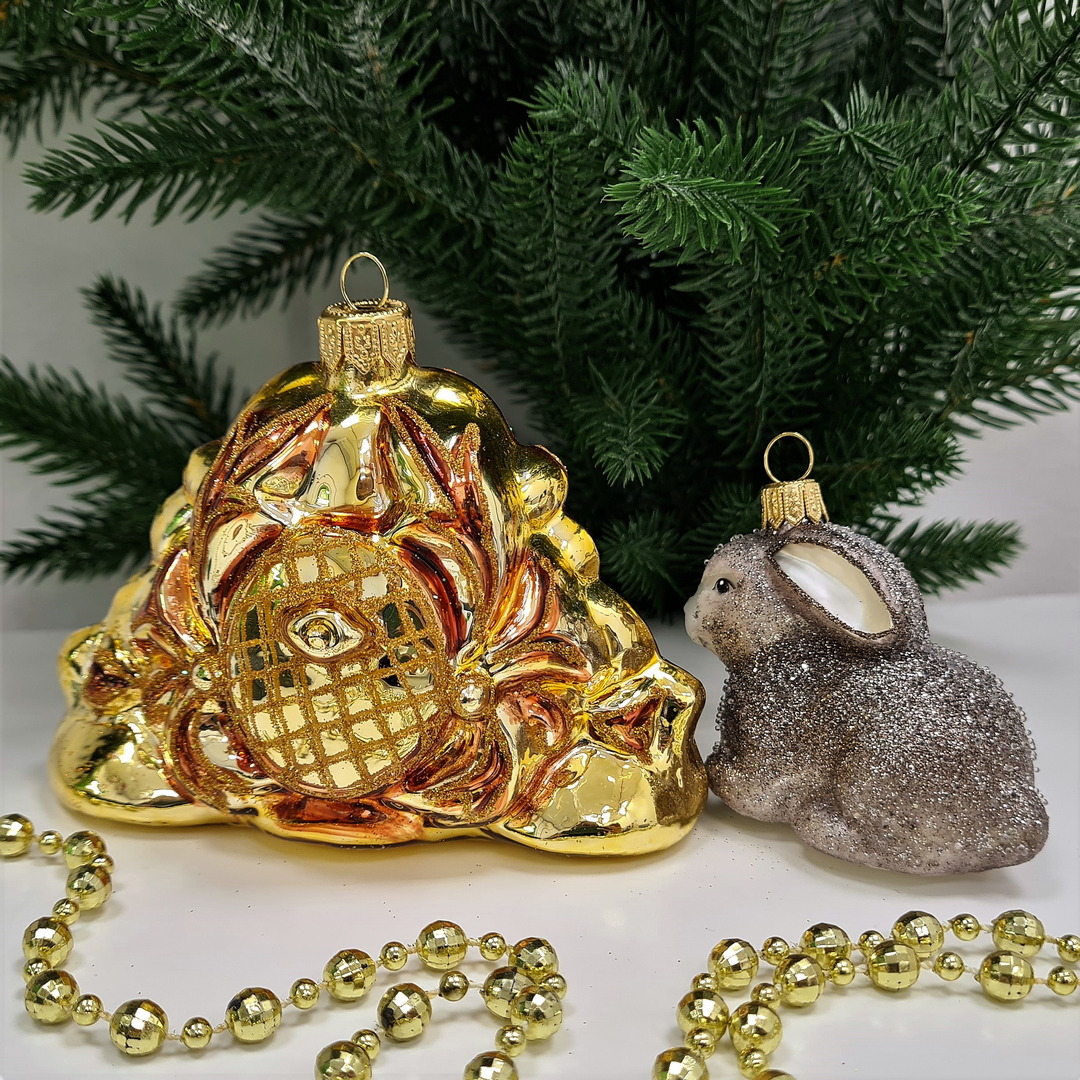 фото Набор ёлочных игрушек Часы и зайчик