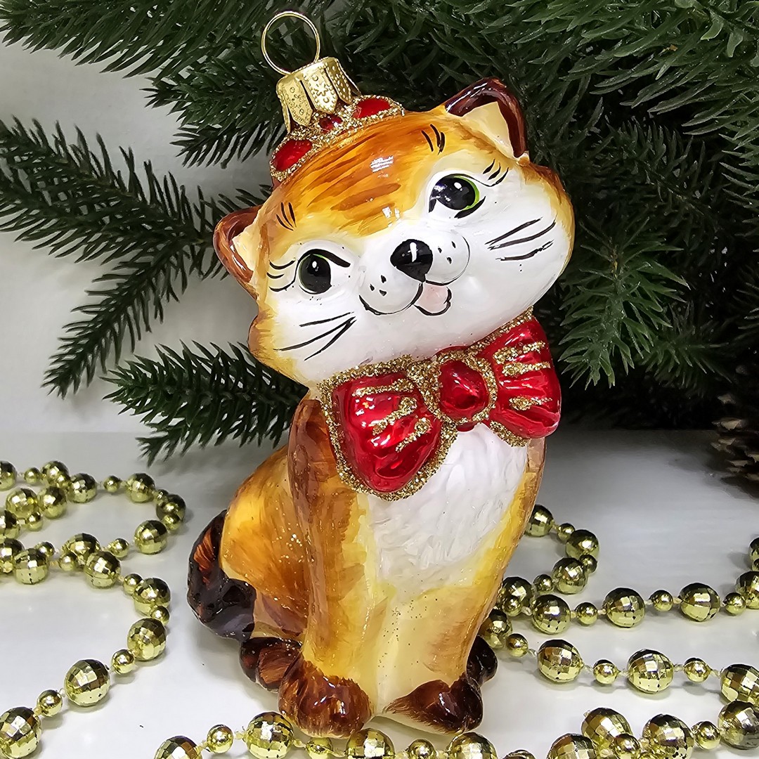 фото Стеклянная елочная игрушка Киса Мэри