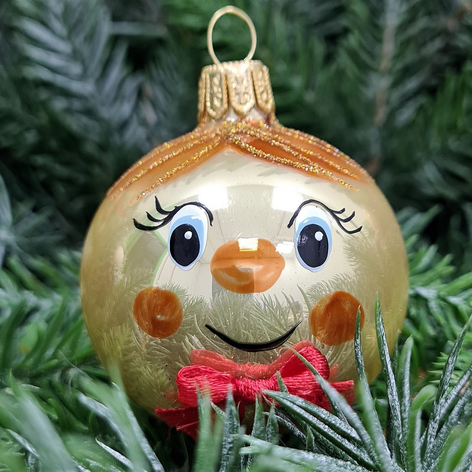 фото Стеклянная елочная игрушка Колобок