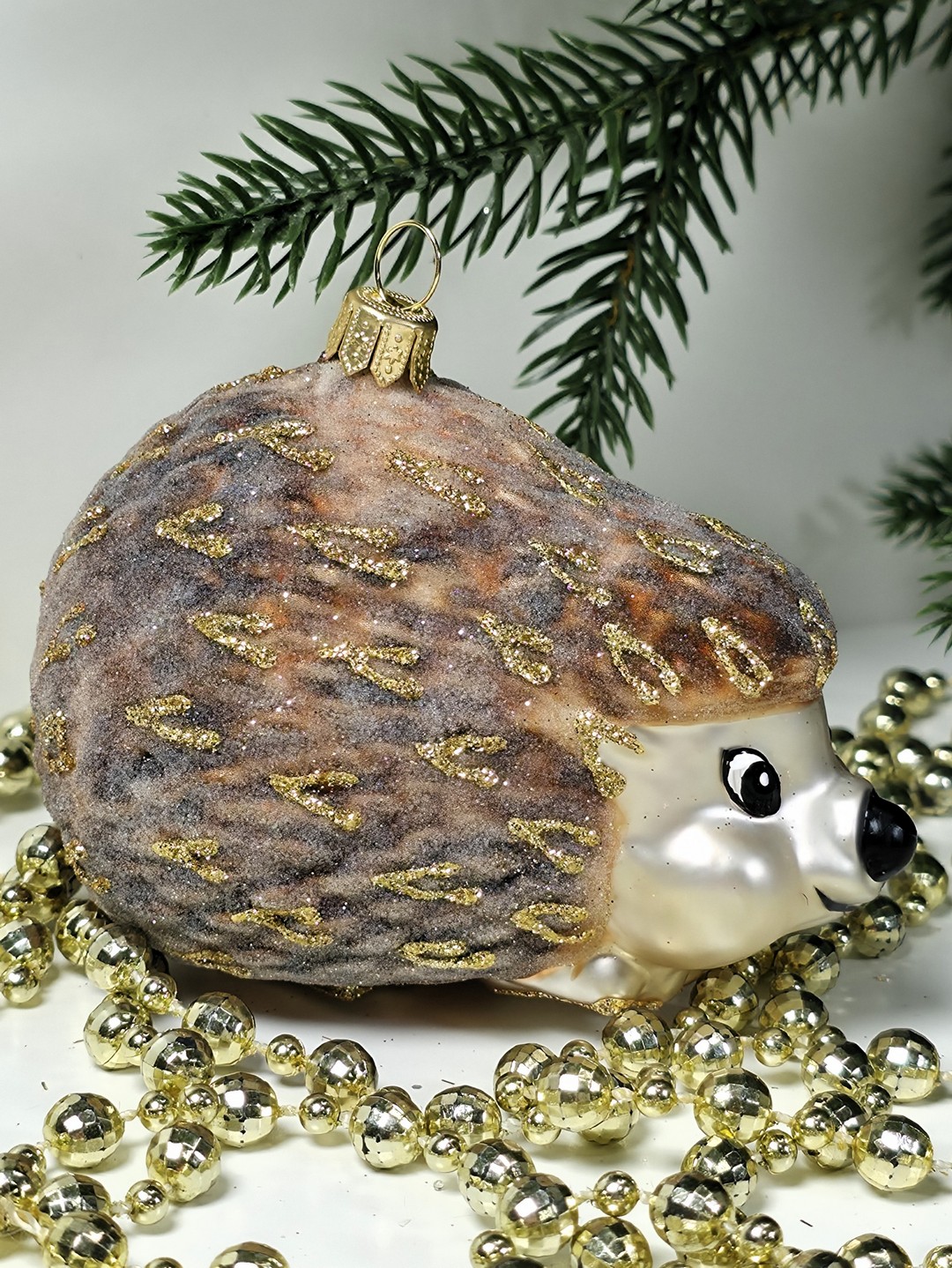 фото Стеклянная елочная игрушка Ежик лесной