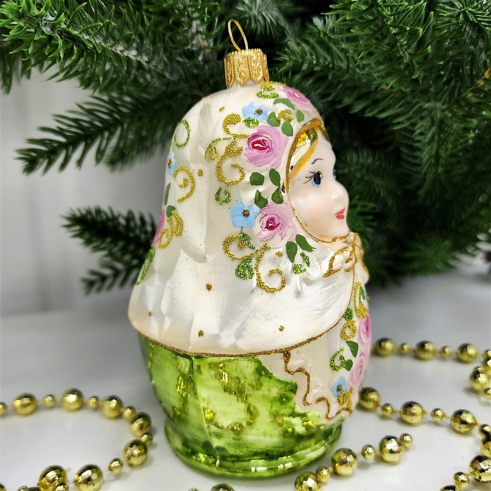 фото Стеклянная елочная игрушка Матрешка Версаль