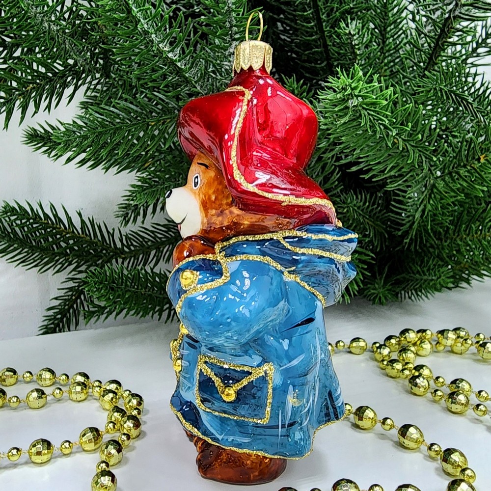 фото Стеклянная елочная игрушка Медвежонок Паддингтон