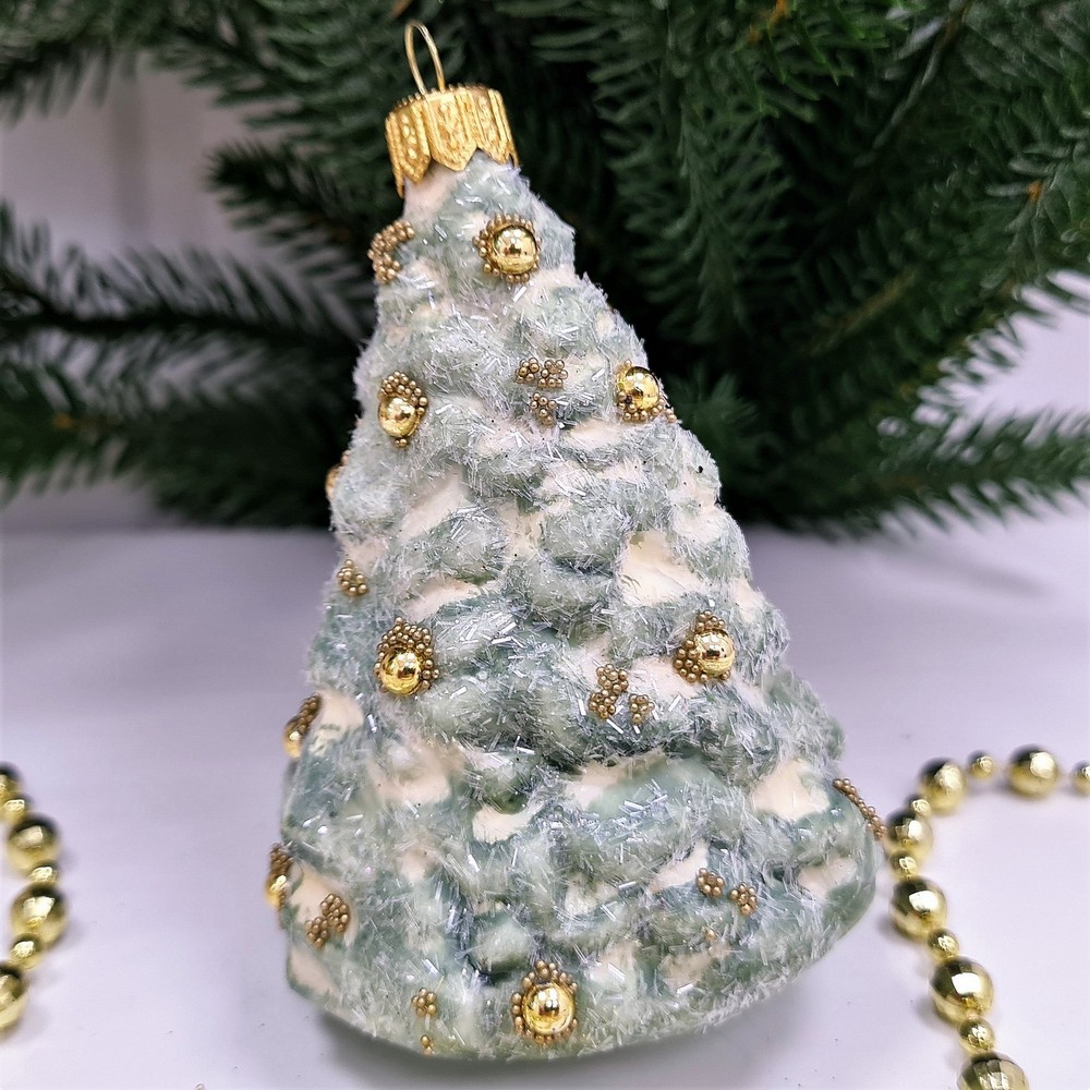 фото Стеклянная елочная игрушка Елочка винтаж