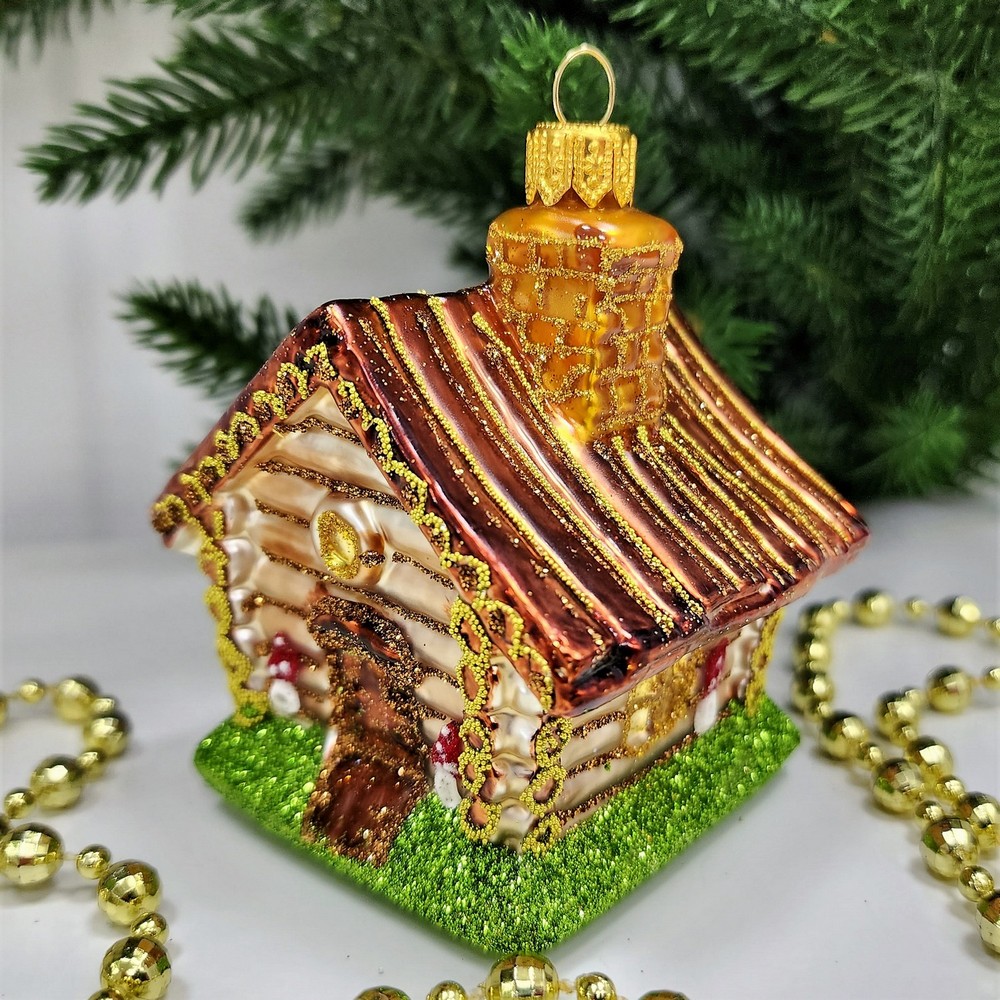 фото Стеклянная елочная игрушка Домик