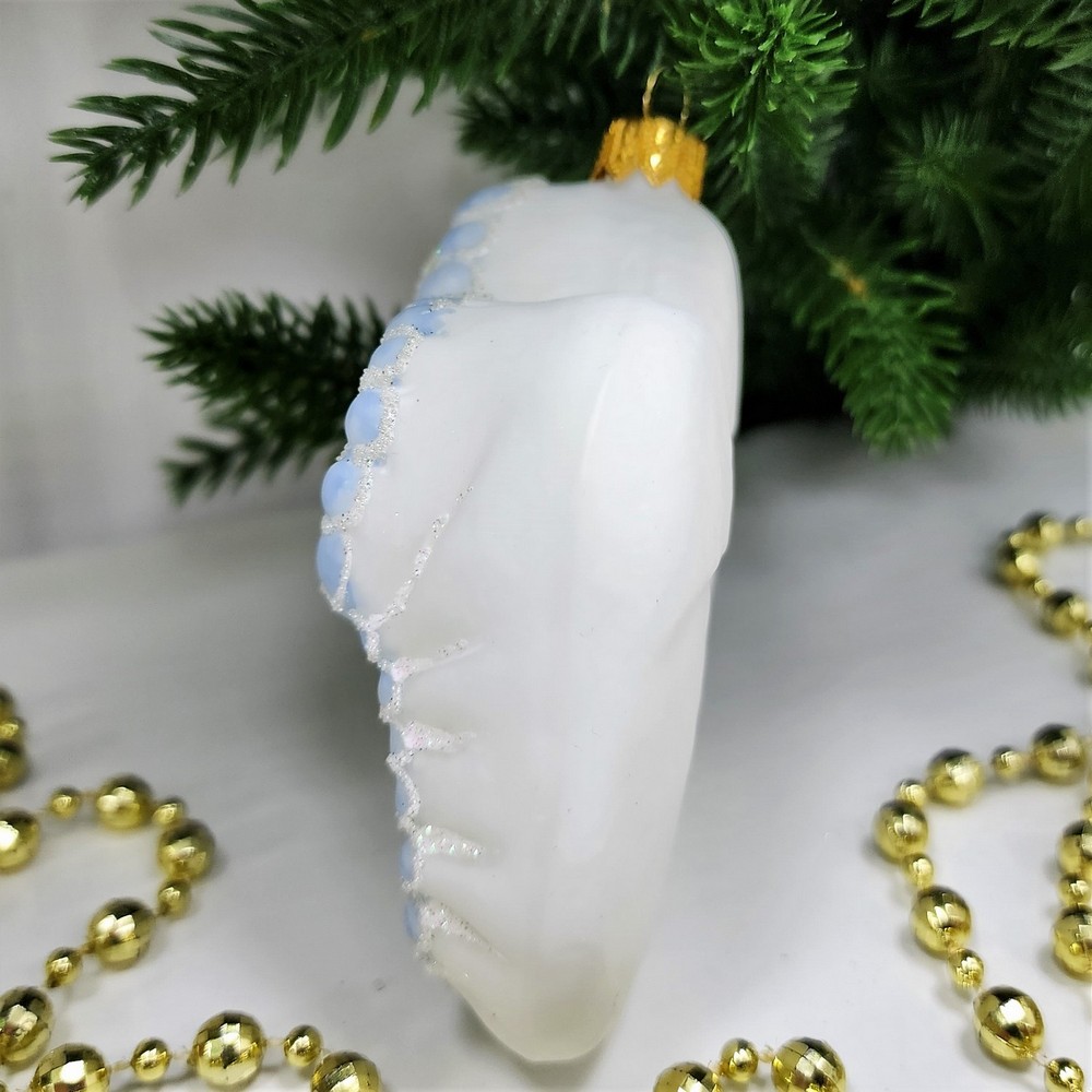 фото Стеклянная елочная игрушка Пинетки голубые