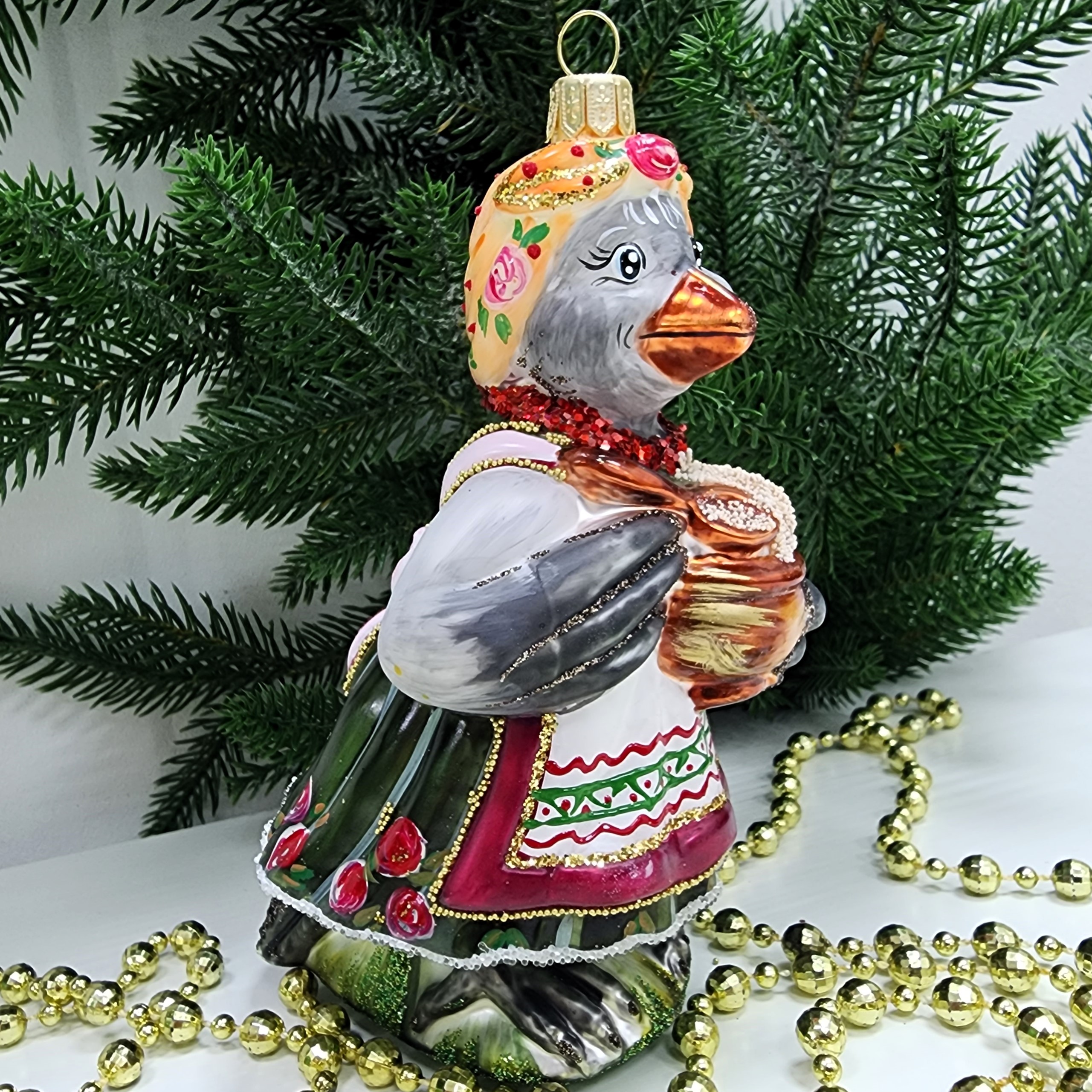 фото Стеклянная елочная игрушка Сорока