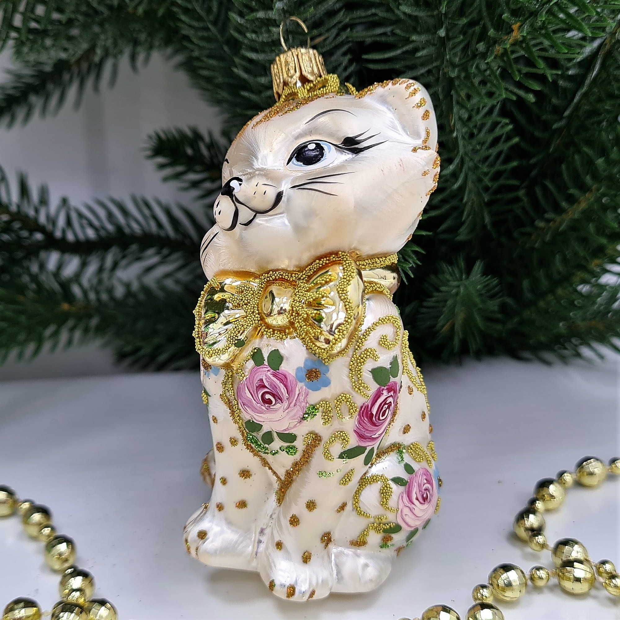 фото Стеклянная елочная игрушка Киса Мэри Версаль