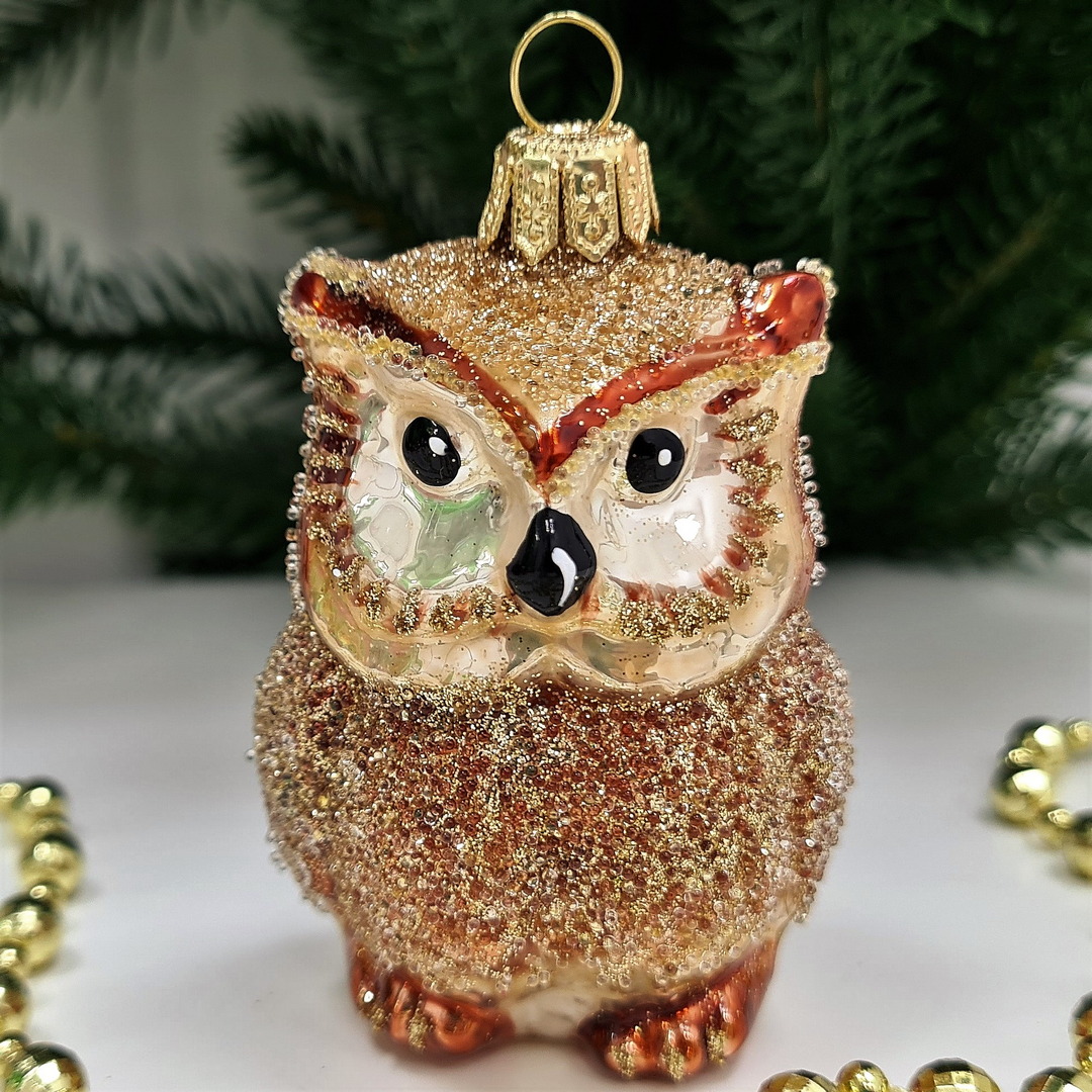 фото Стеклянная елочная игрушка Сова