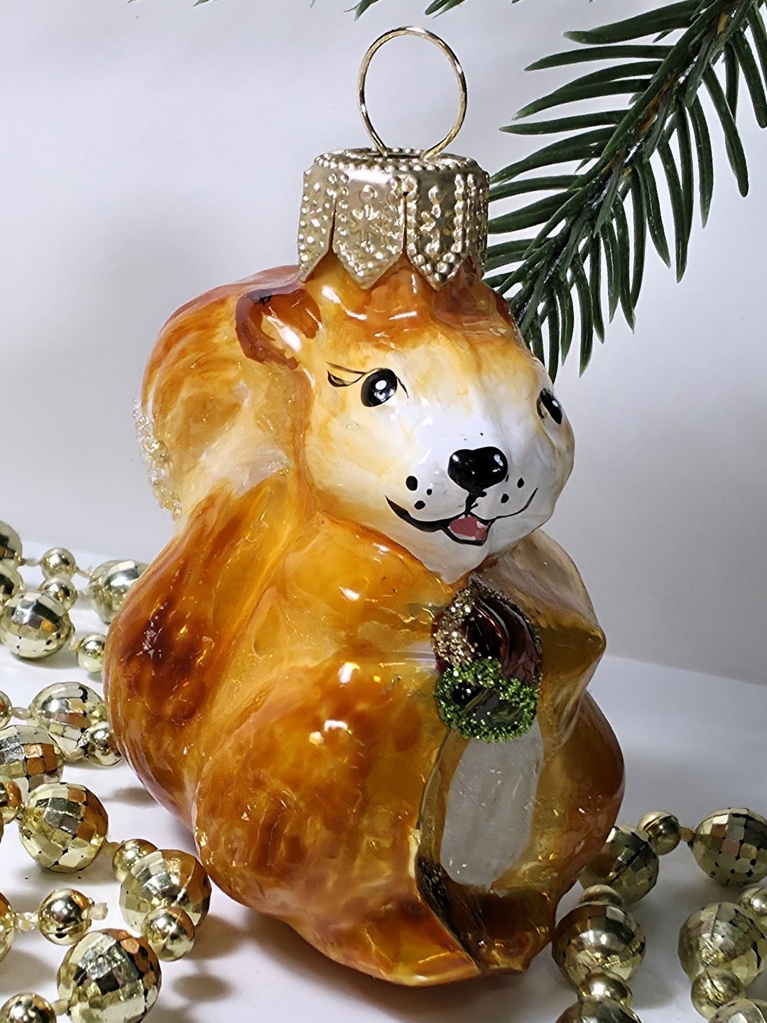 фото Стеклянная елочная игрушка Белочка мини